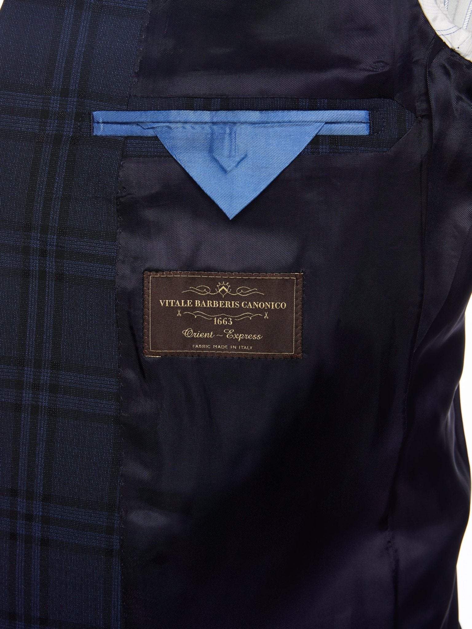 Costum tesatura Vitale Barberis, carouri navy, tailored fit