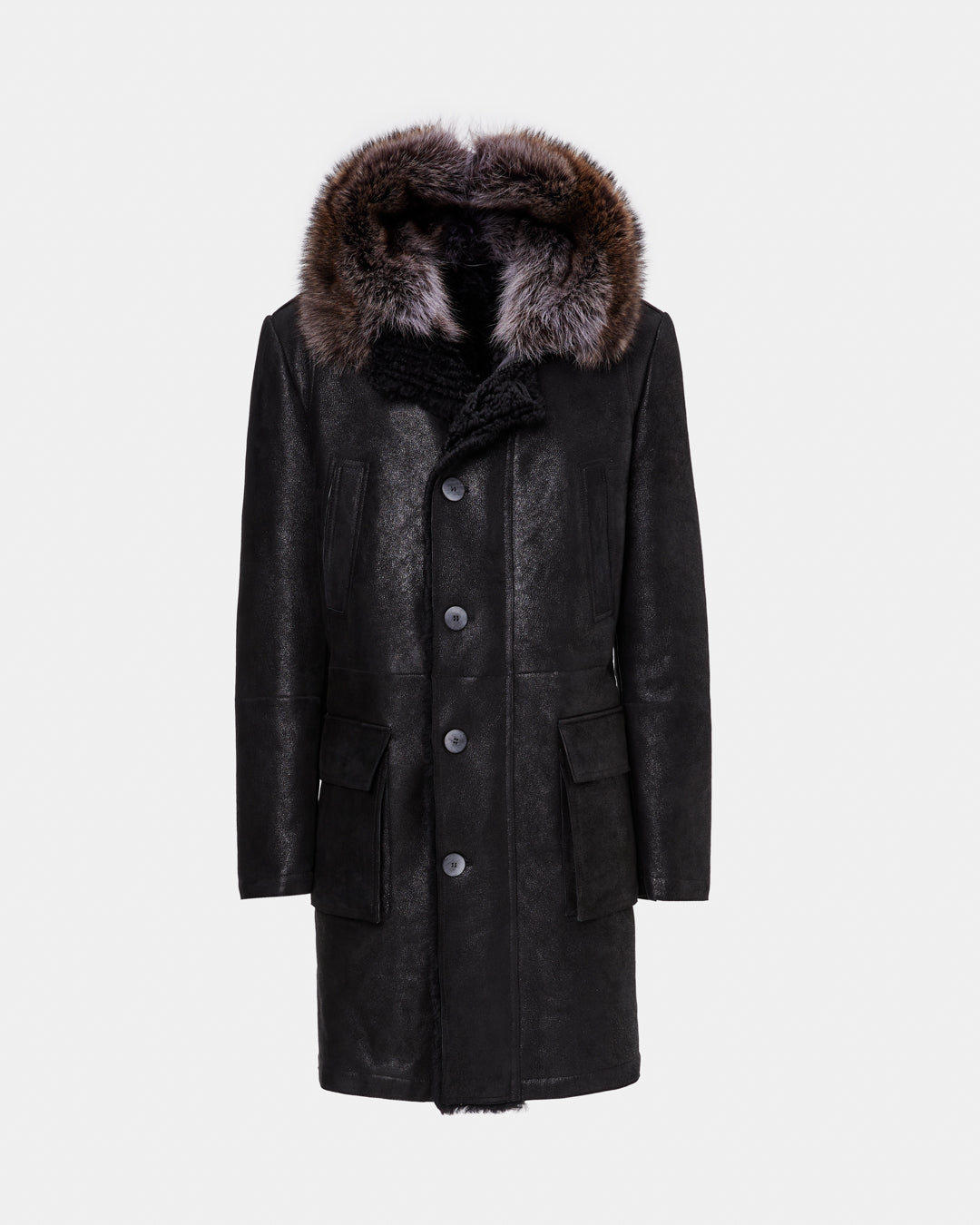 Leather coat with marmot fur