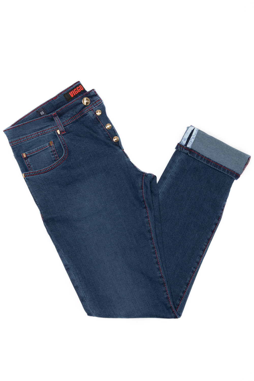 Slim fit rose gold blue jeans