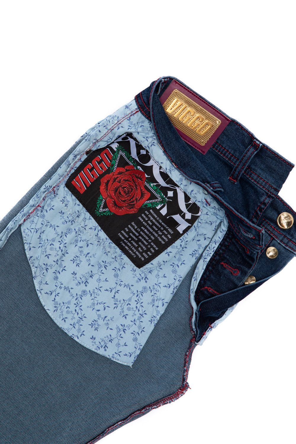 Slim fit rose gold blue jeans