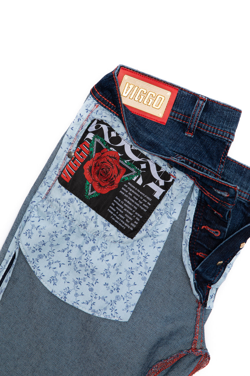 Slim fit pink blue jeans