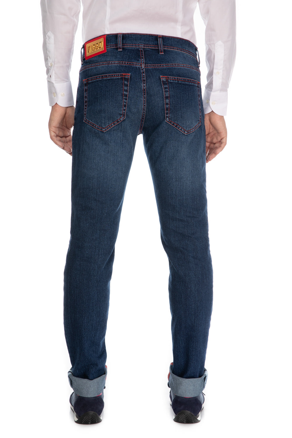 Slim fit pink blue jeans