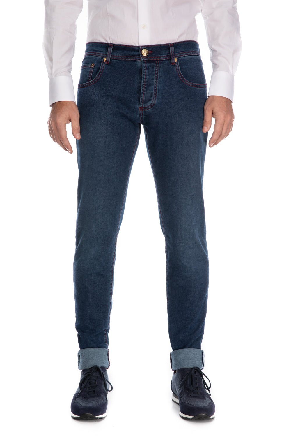 Jeans albastri slim fit rose gold - Viggo