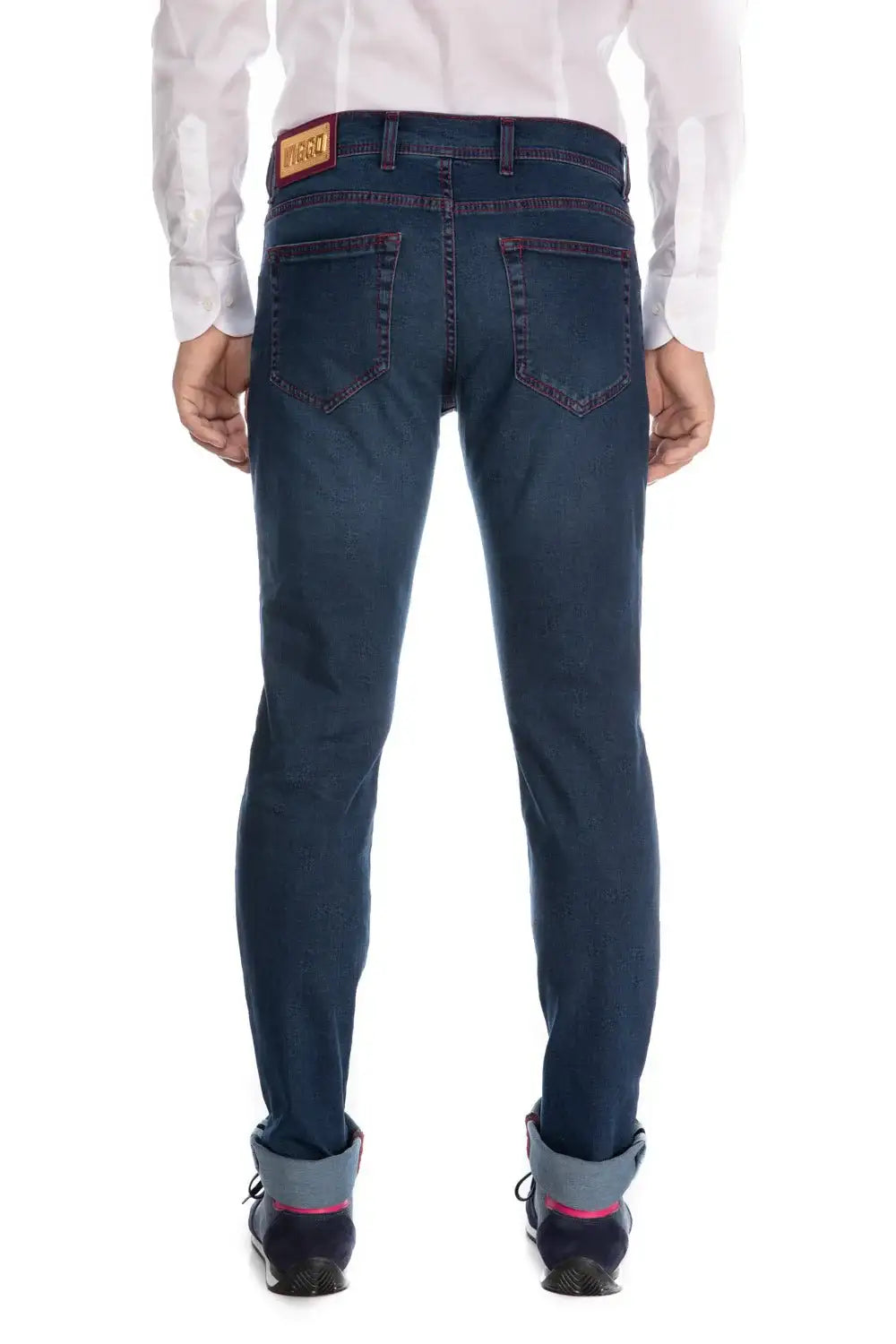 Jeans albastri slim fit rose gold