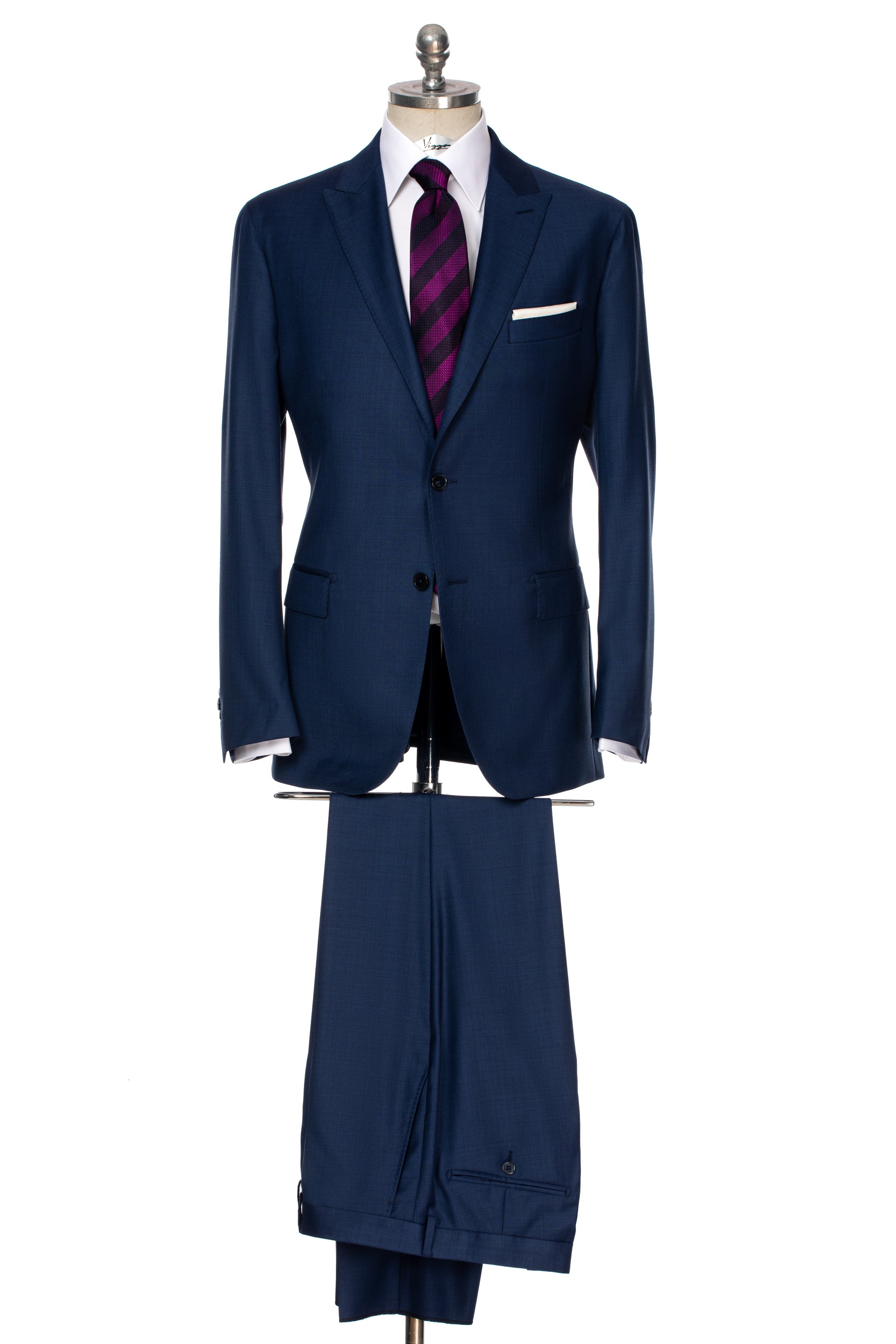 Purple silk tie with wide stripes