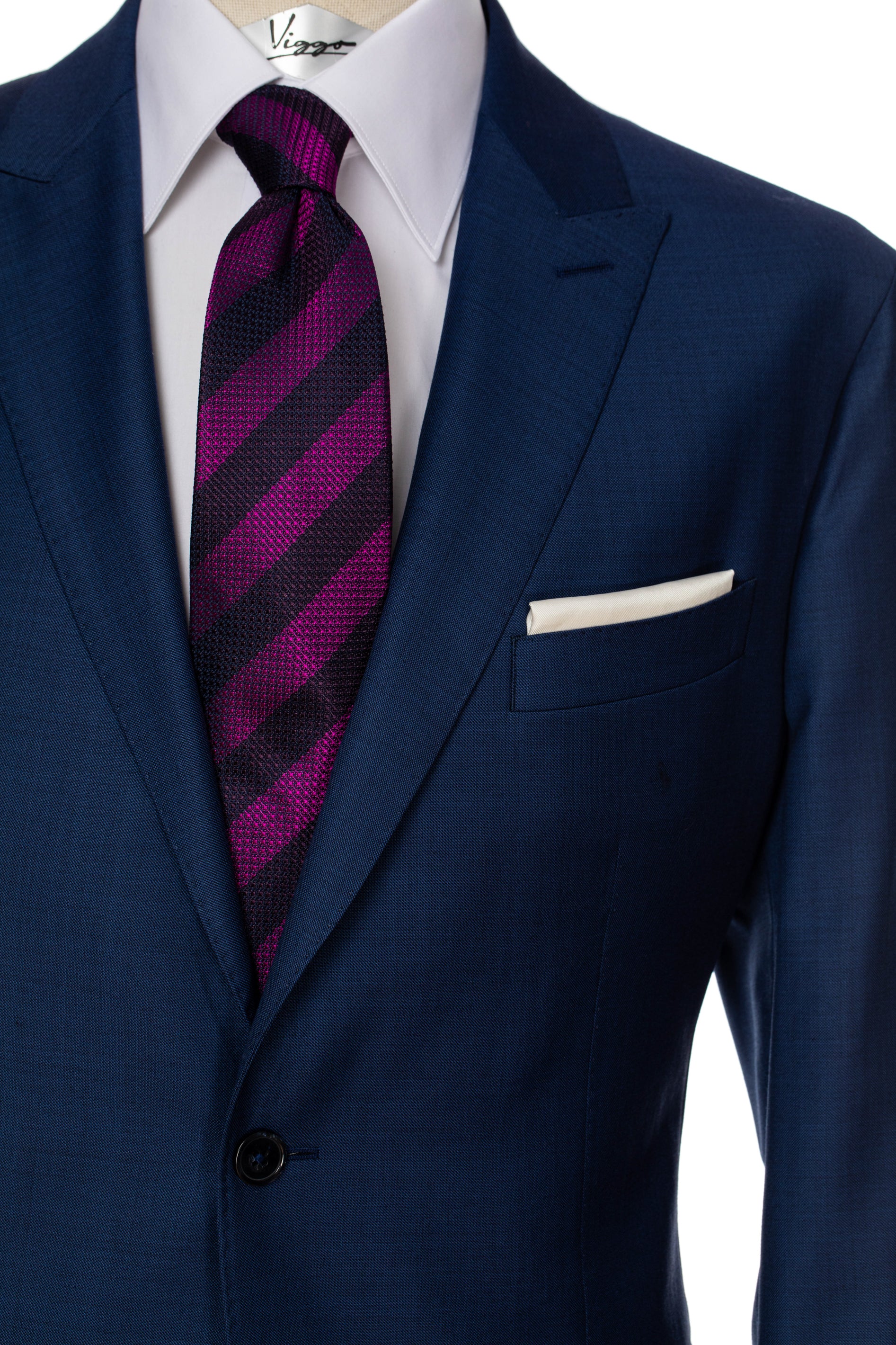 Purple silk tie with wide stripes