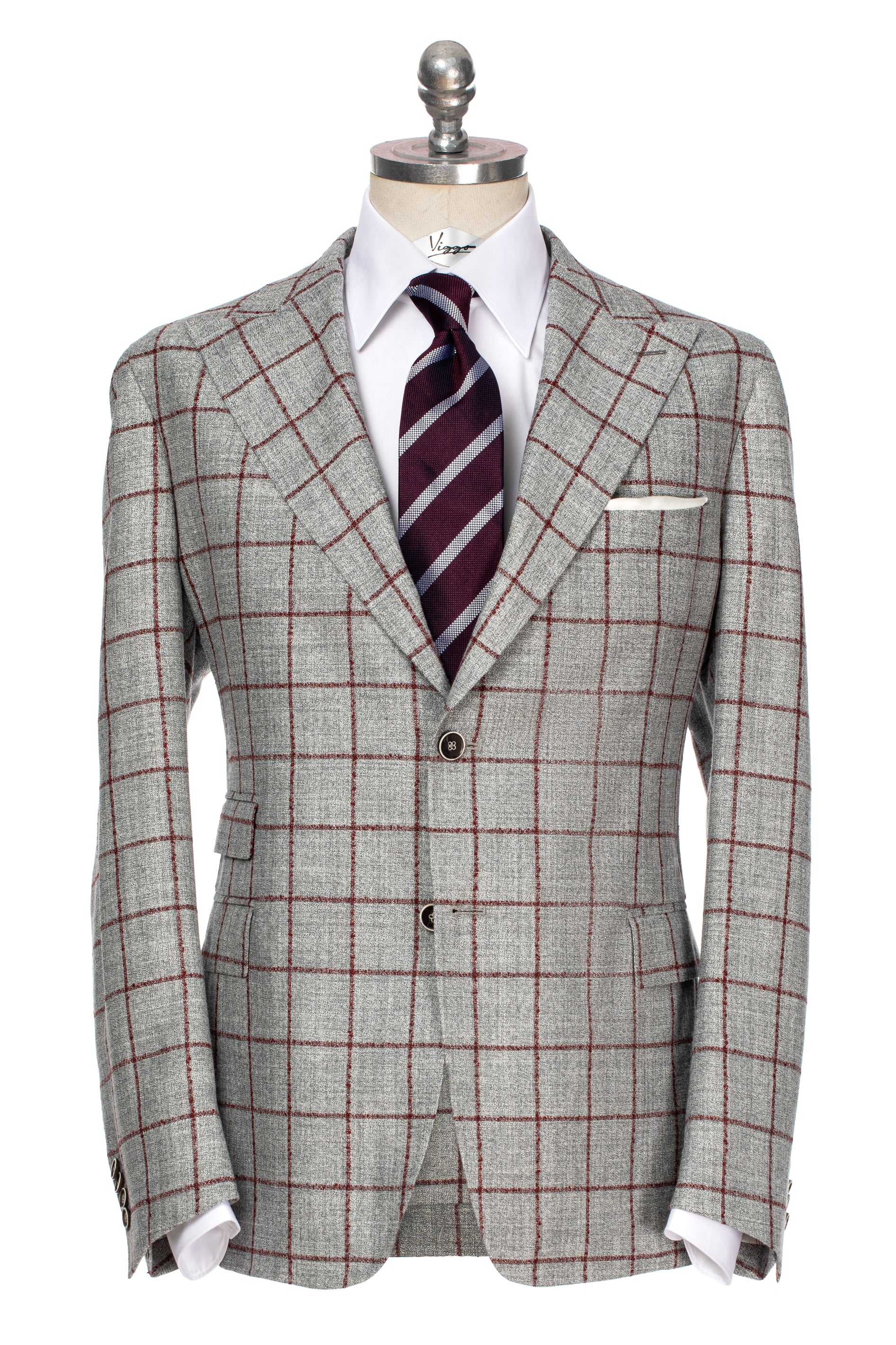 Striped bordeaux silk tie