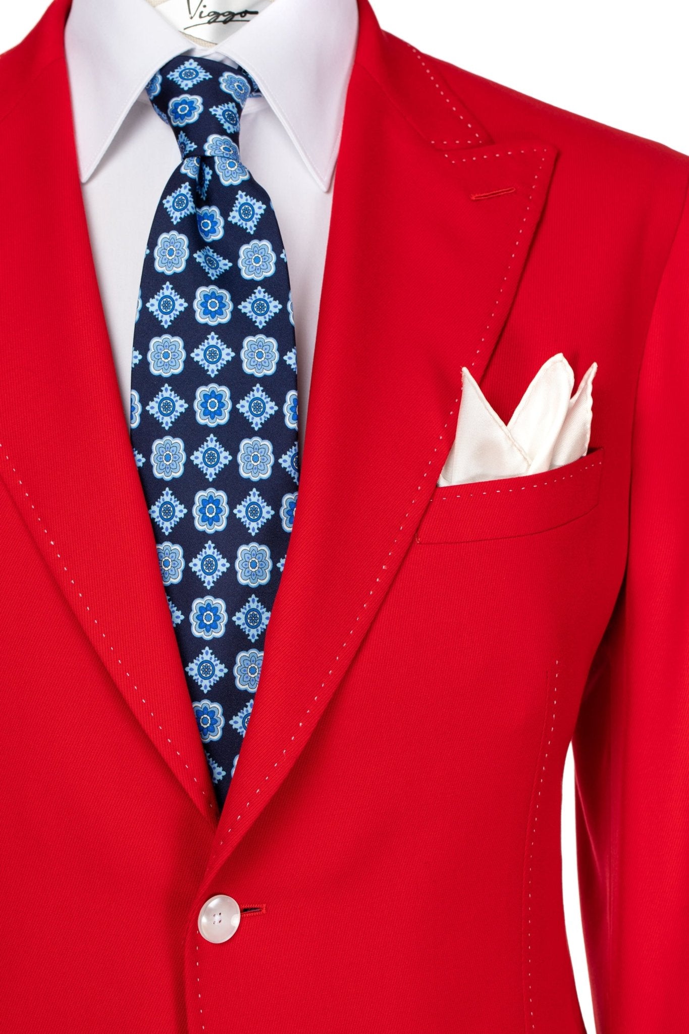 Cravata din matase navy cu design floral - Viggo