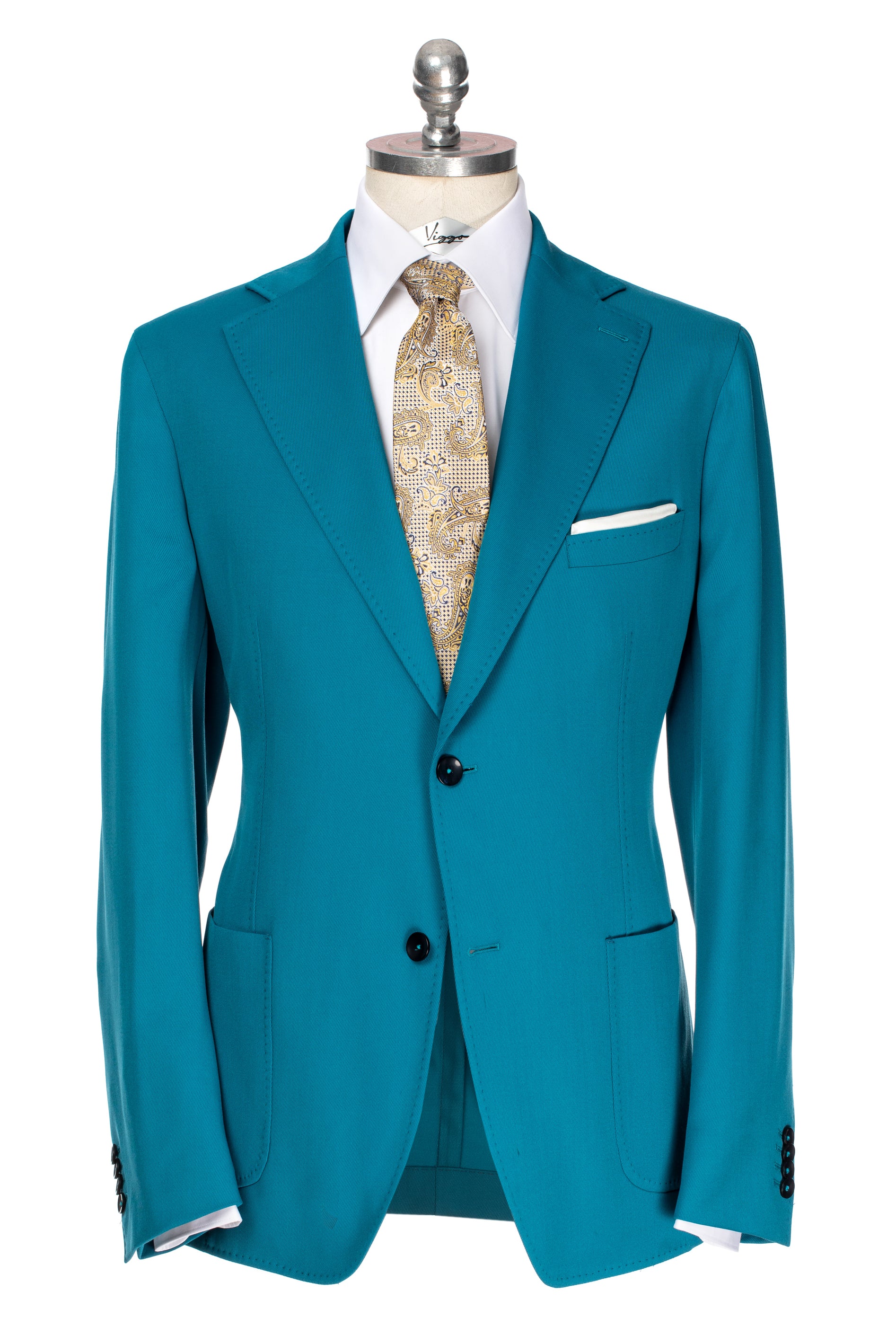 Sacou turquoise slowool, slim fit