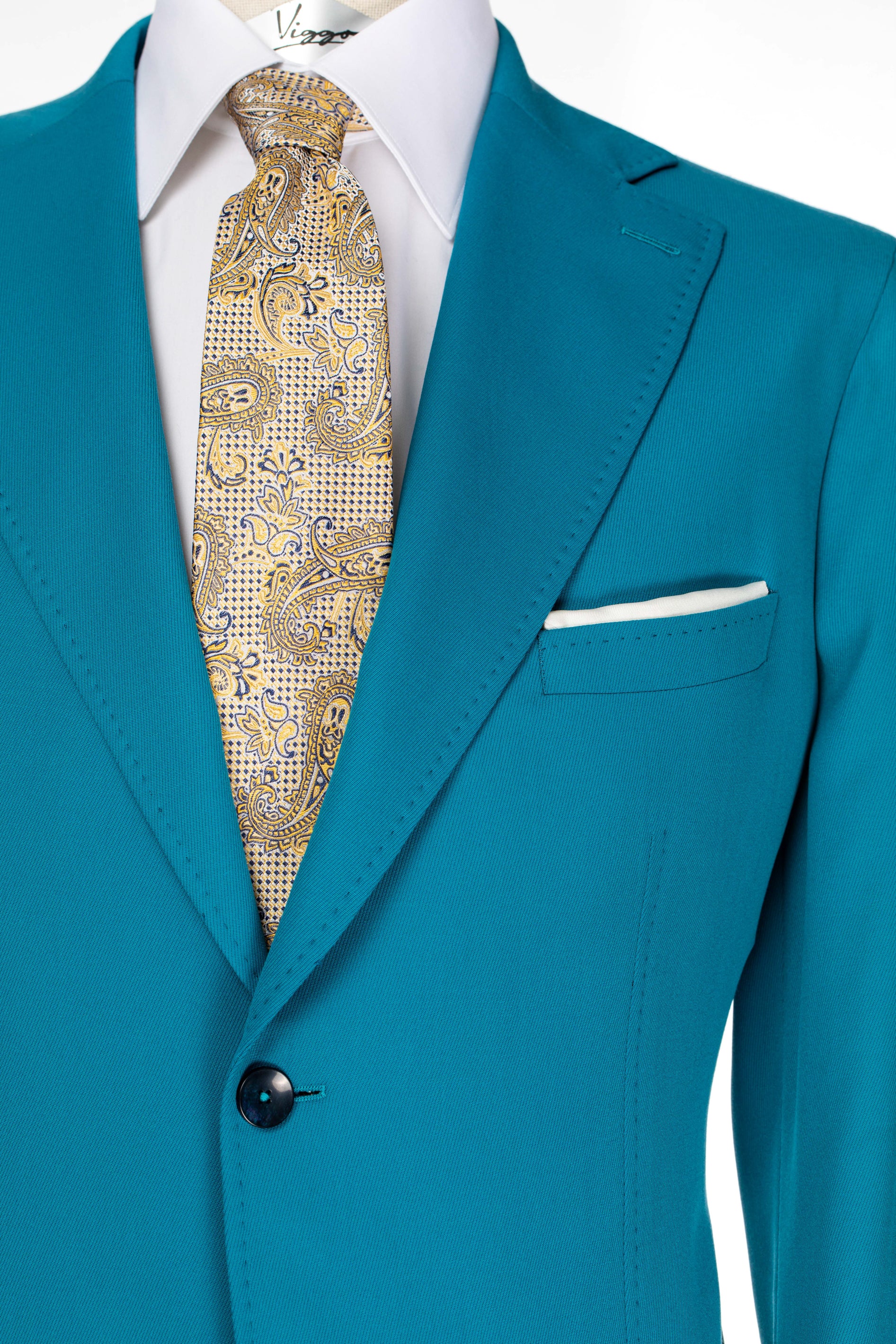 Sacou turquoise slowool, slim fit