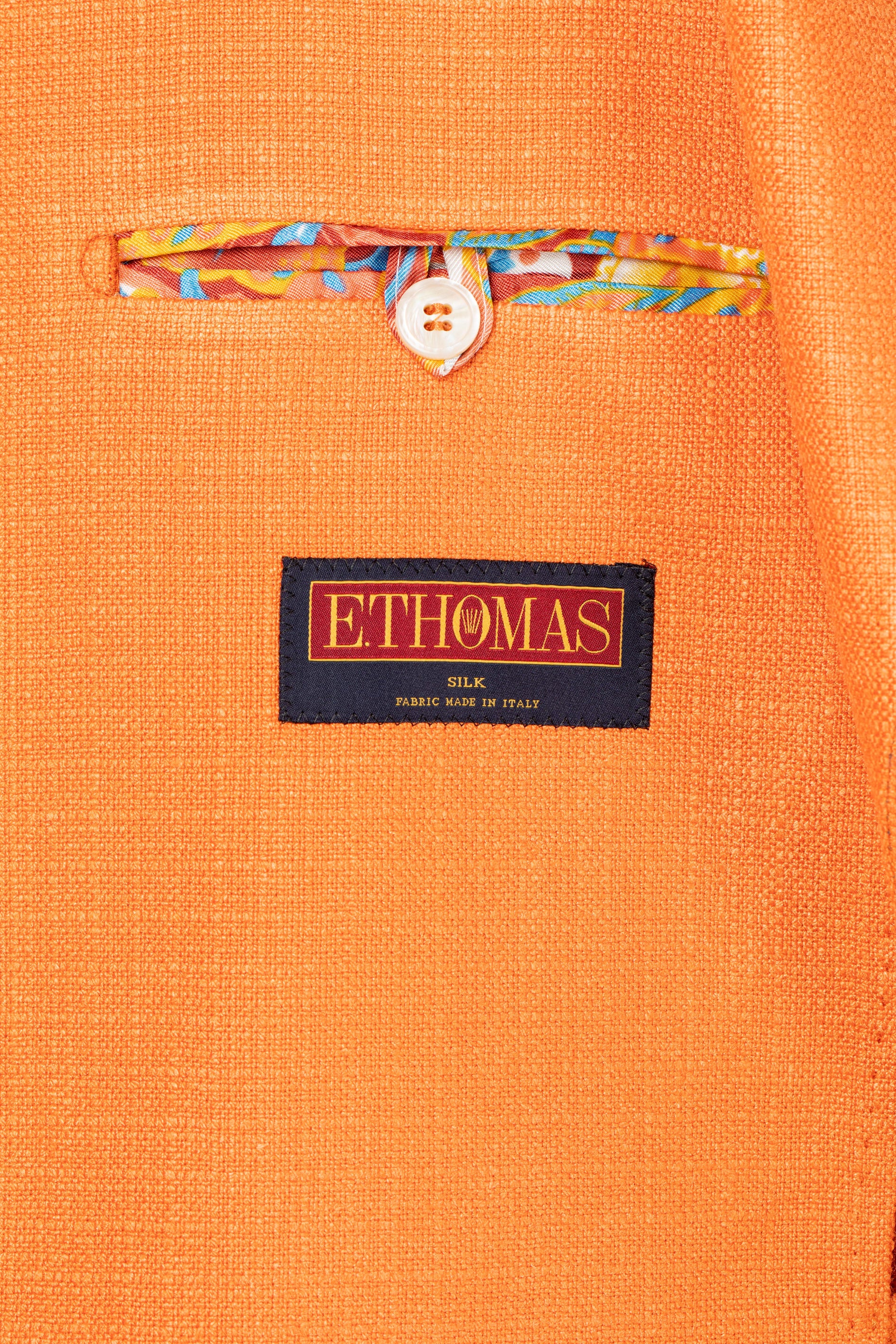 Orange jacket made of natural silk, slim fit