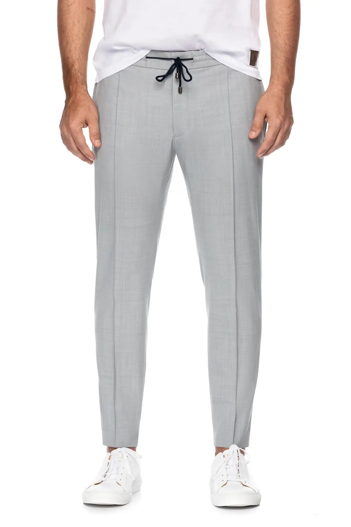 Pantaloni gri cu siret in talie