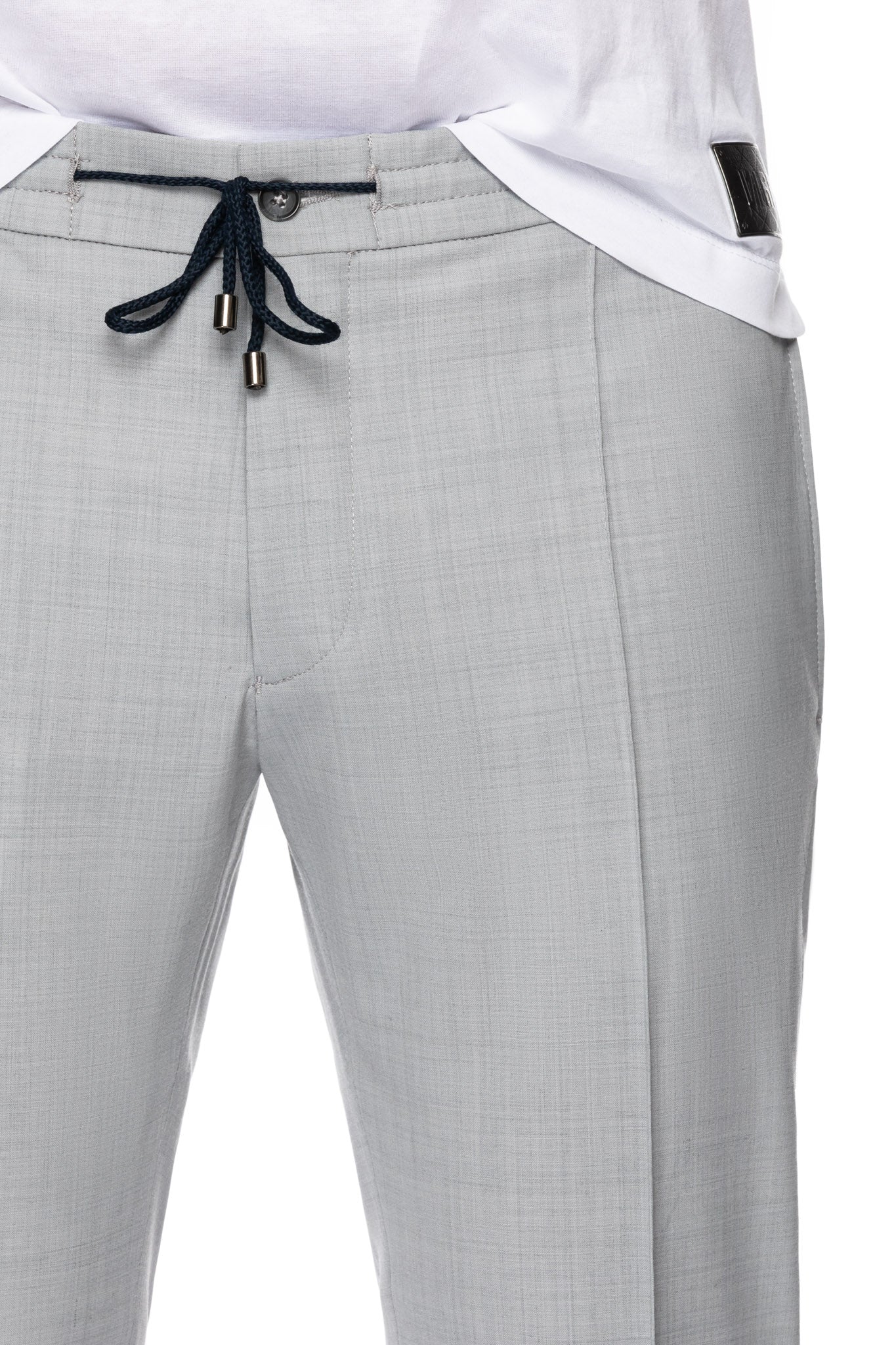 Pantaloni gri cu siret in talie