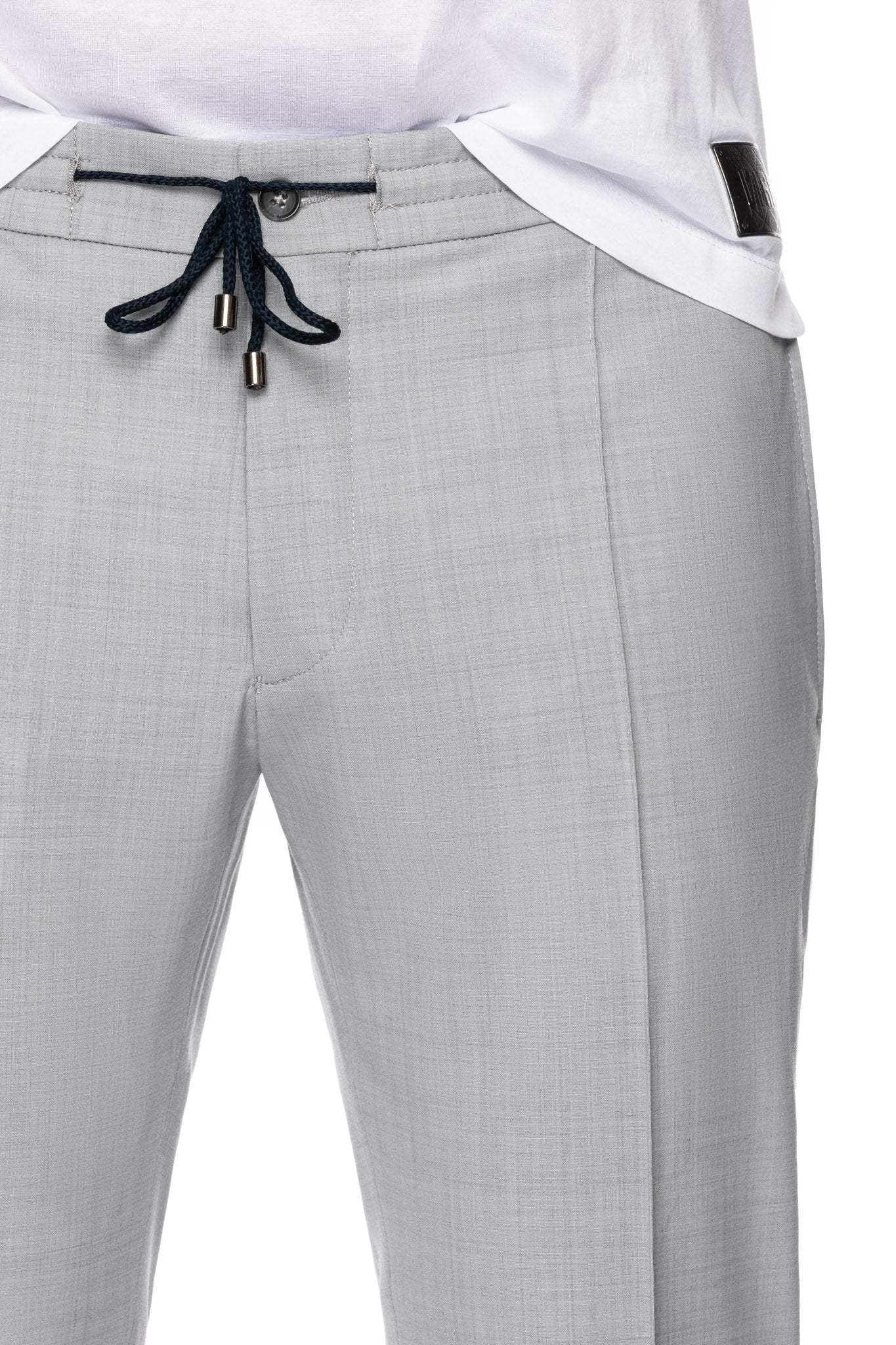 Pantaloni gri cu siret in talie