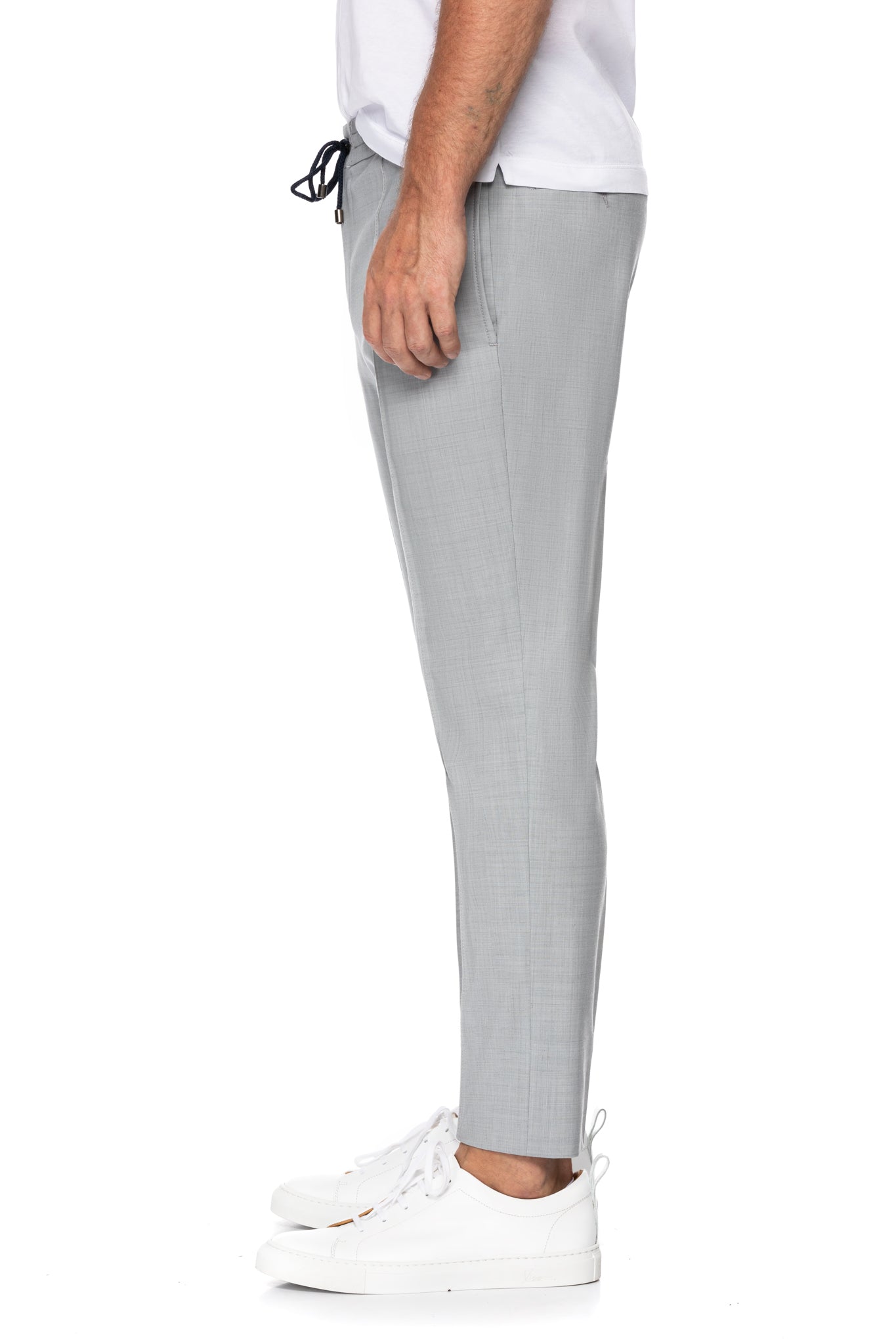 Pantaloni gri cu siret in talie