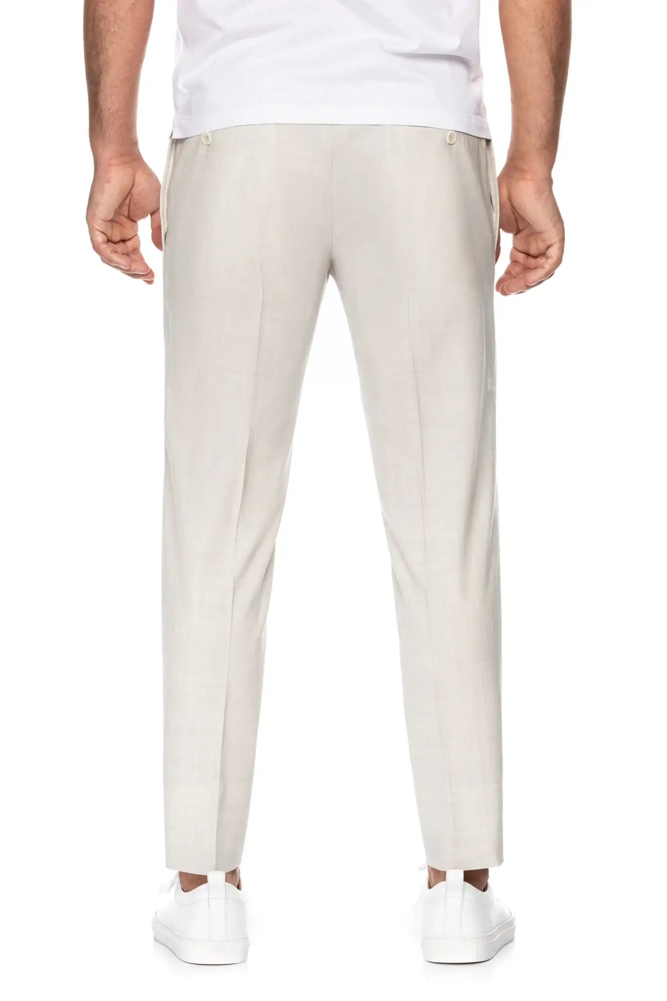 Pantaloni ecru cu siret in talie