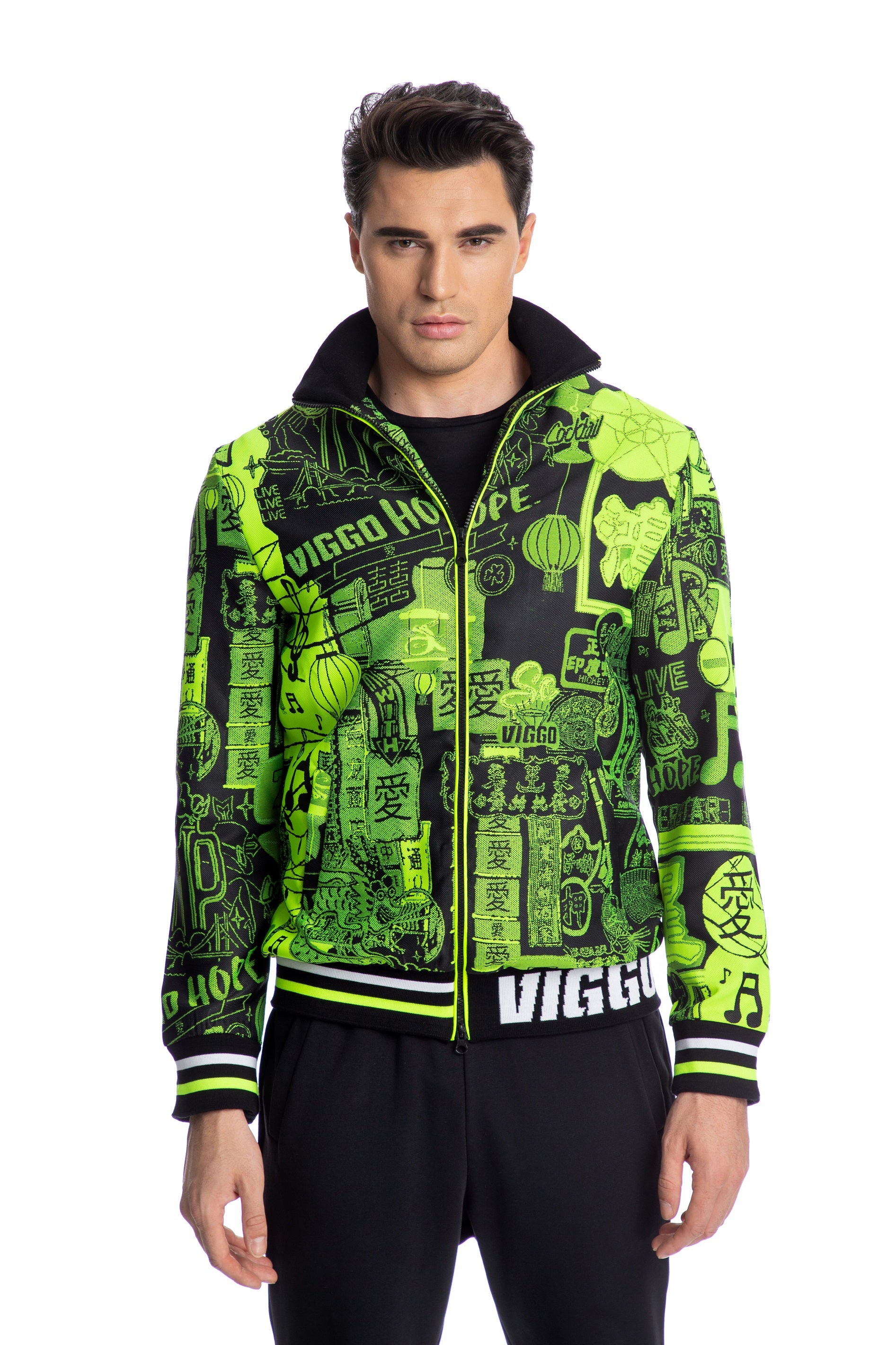 Hanorac verde neon cu fermoar Save The Forests