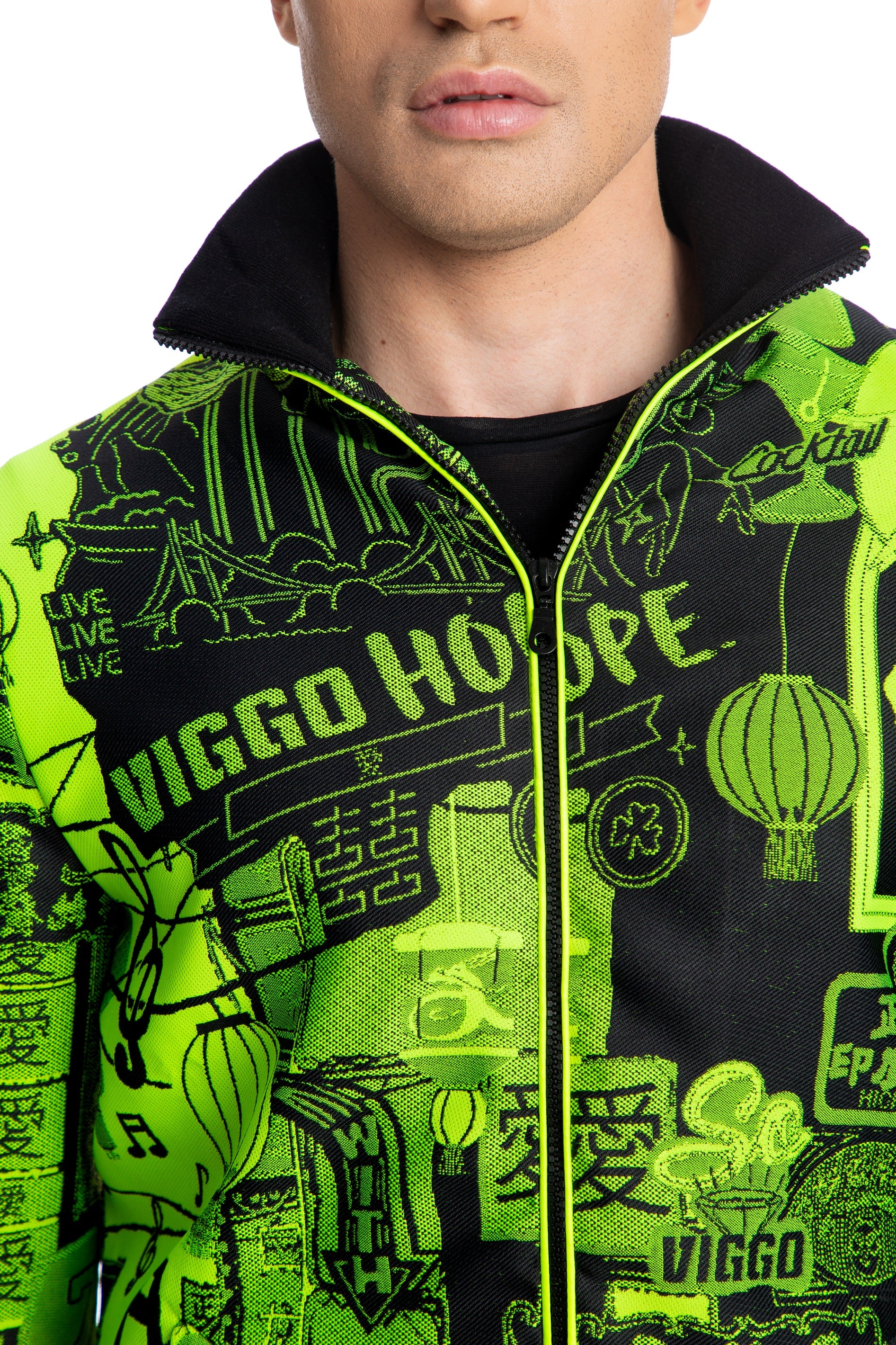 Hanorac verde neon cu fermoar Save The Forests