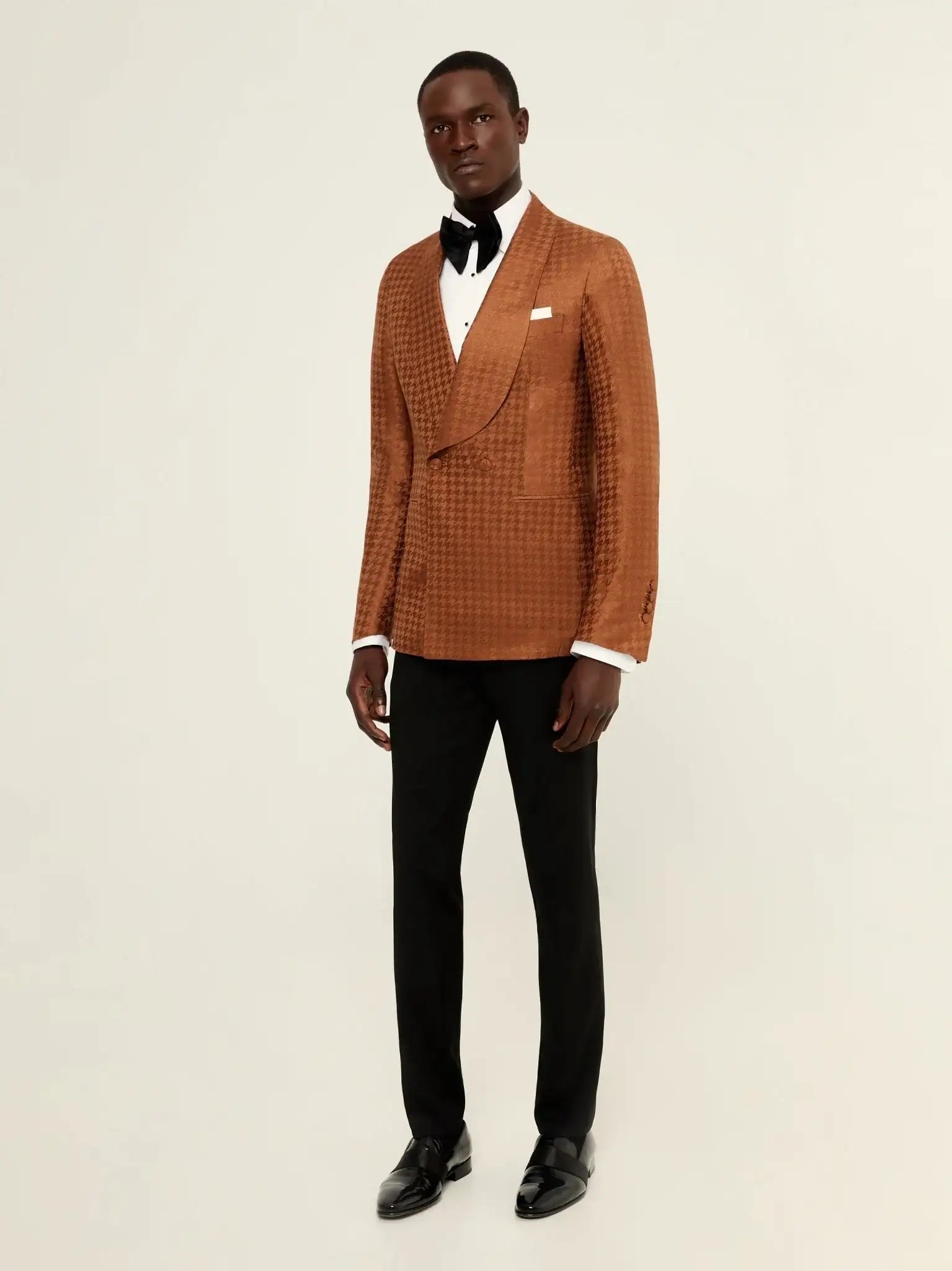 Cashmere and silk tuxedo jacket, Piacenza fabric, brown