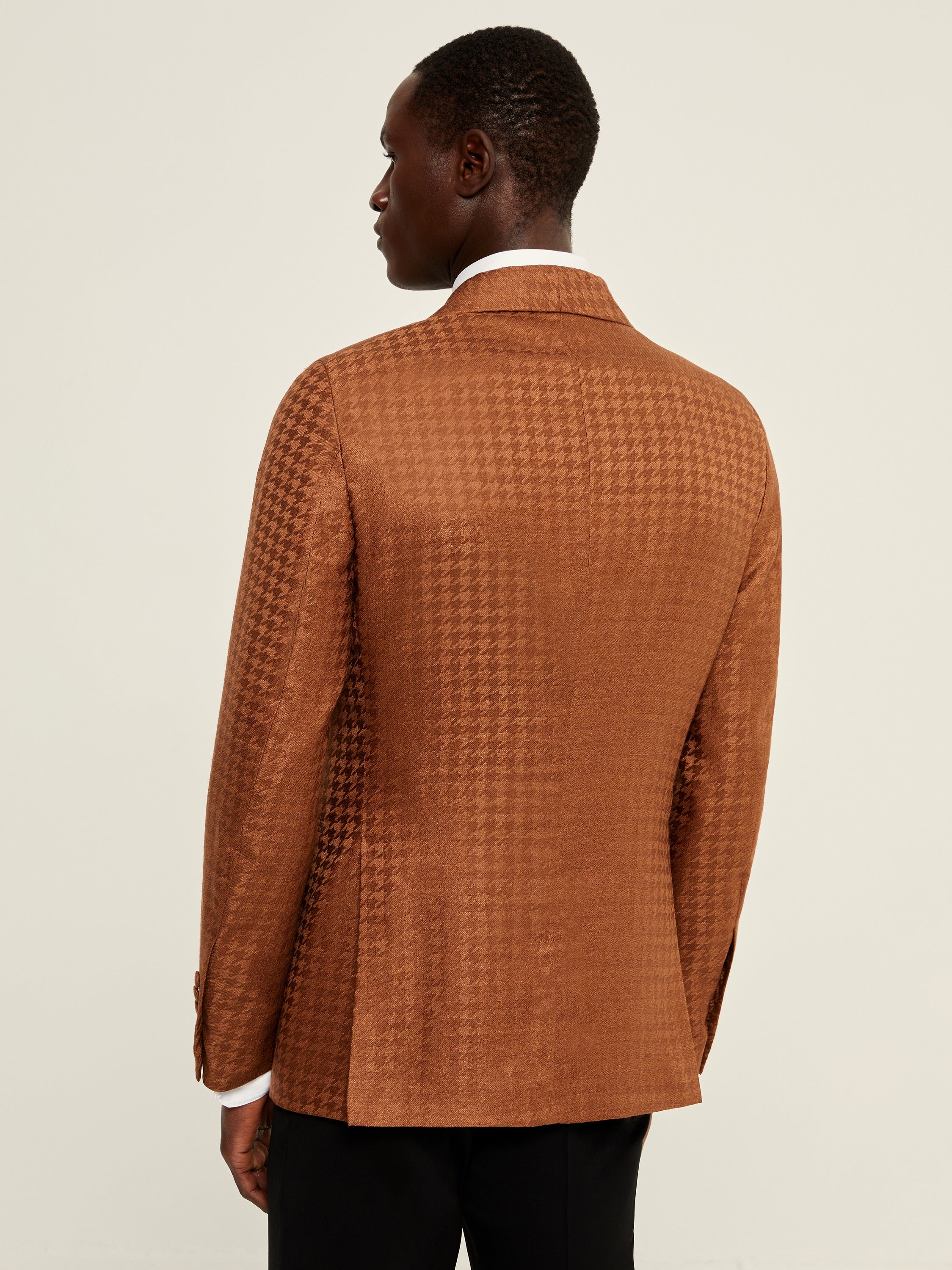 Cashmere and silk tuxedo jacket, Piacenza fabric, brown