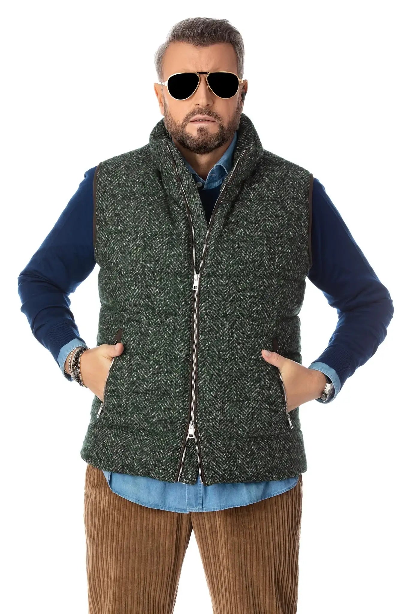 Vest made of virgin wool and goose down