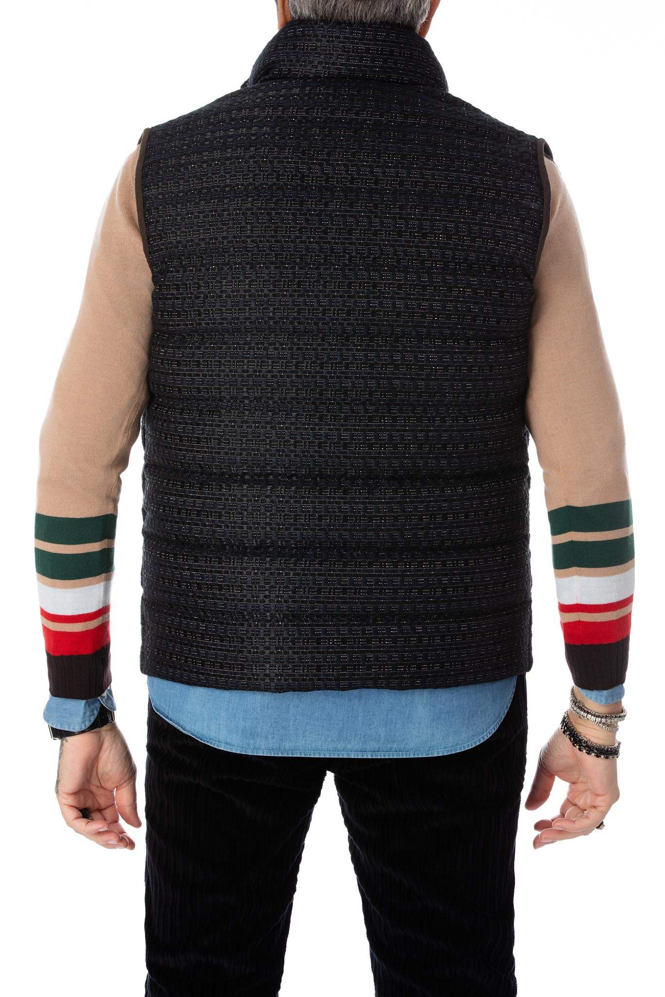 Vesta din puf de gasca cu tesatura metalizata