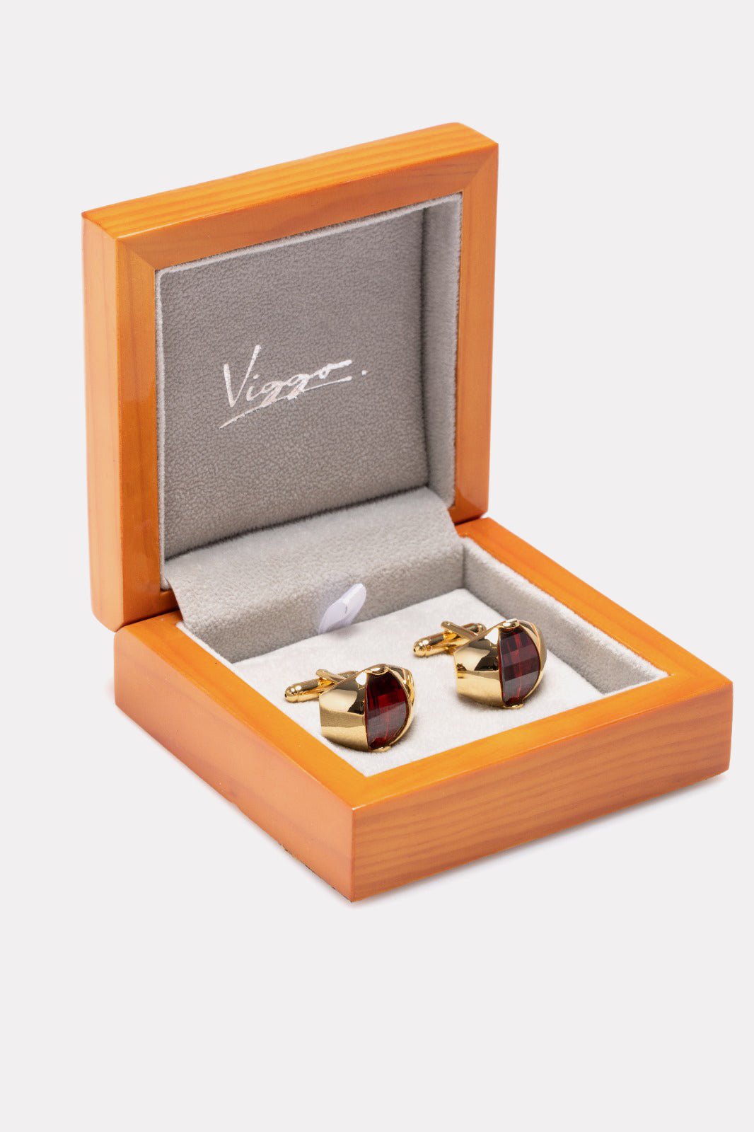 Butoni aurii ovali cu piatra bordeaux - Viggo