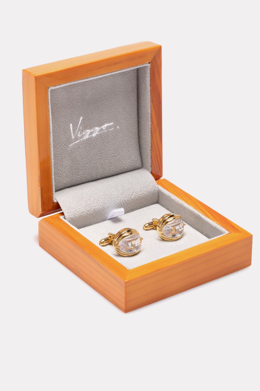 Butoni aurii cu piatra alba - Viggo