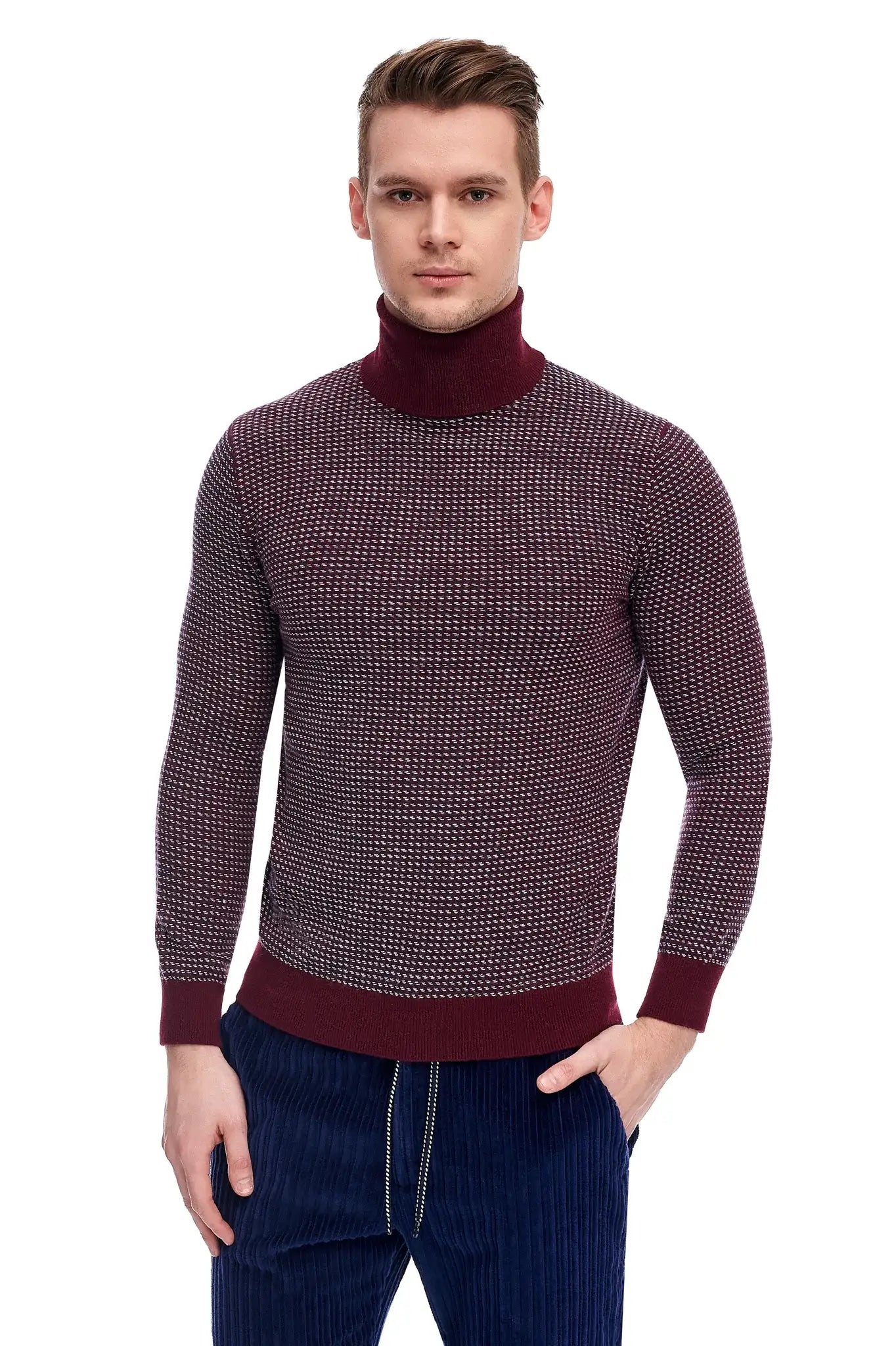 Pulover Bordeaux Cu Lana Alpaca