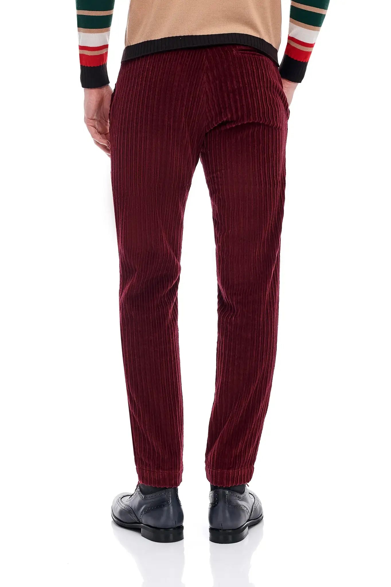 Pantaloni reiat bordeaux cu snur