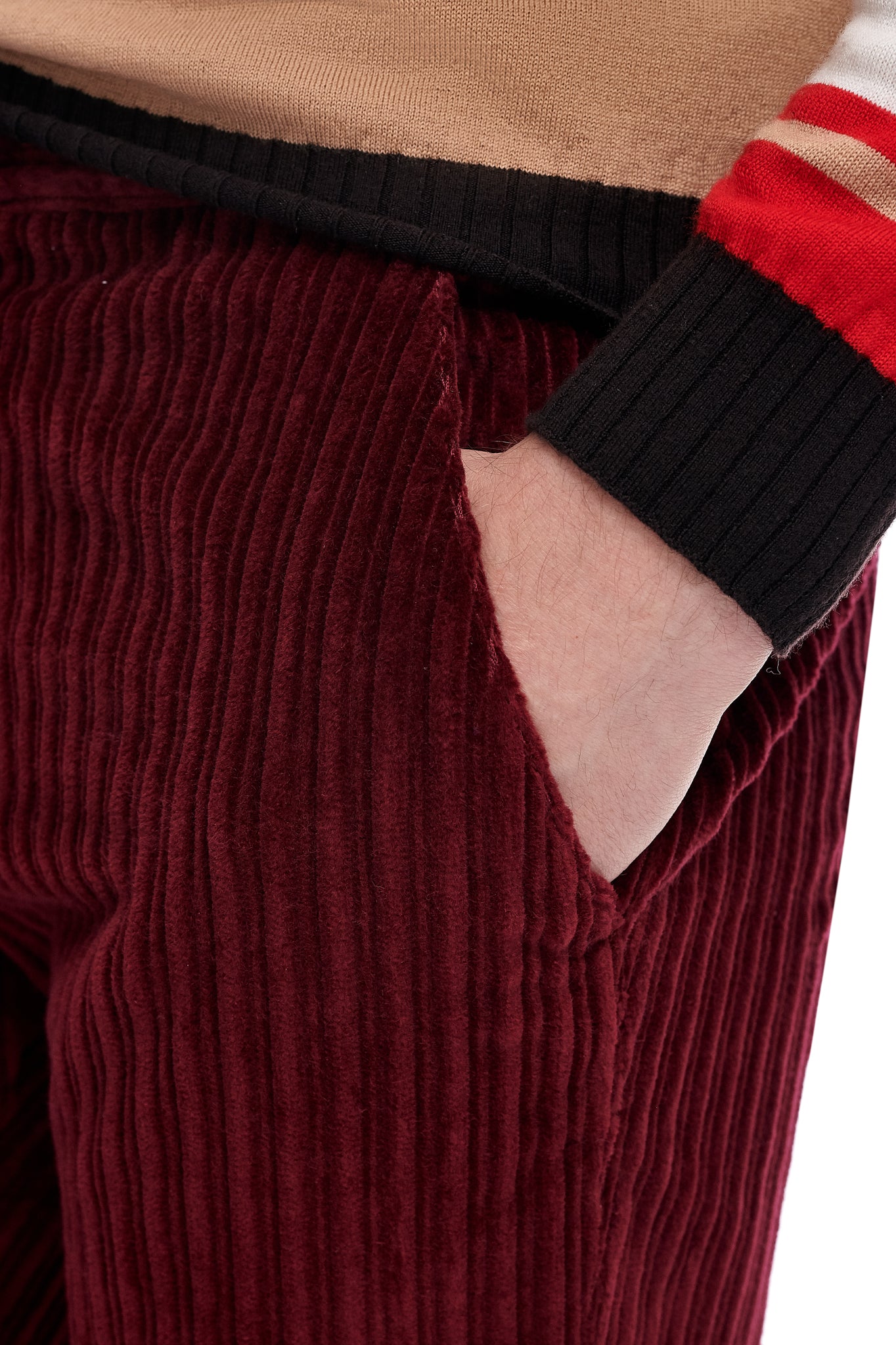 Pantaloni reiat bordeaux cu snur