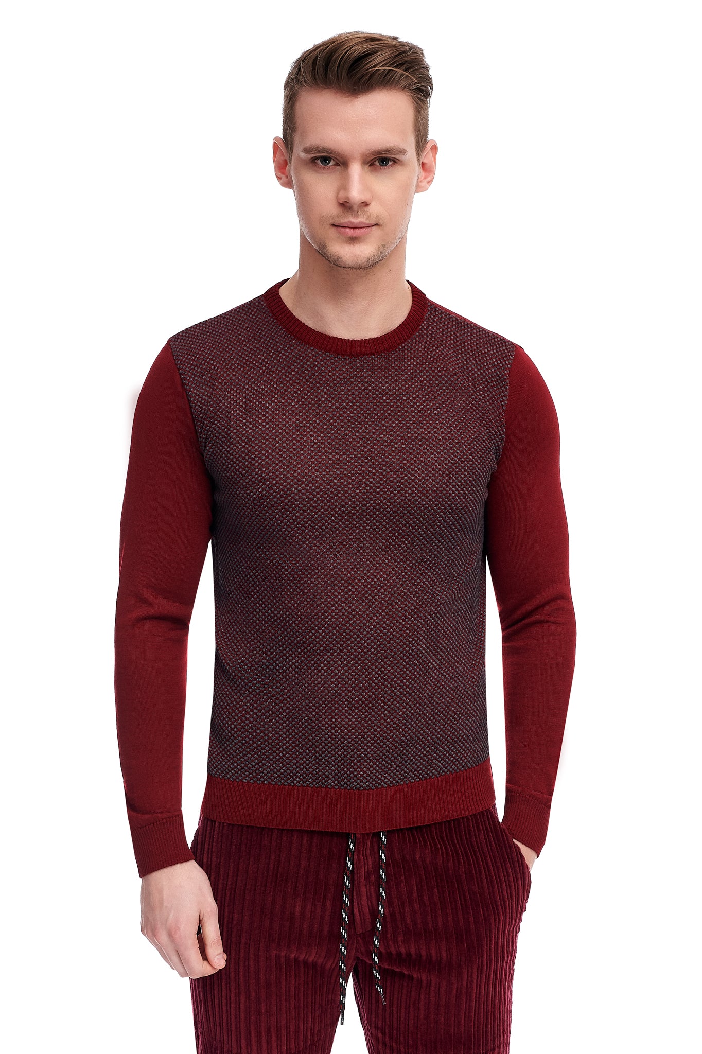 Pullover Bordeaux Din Lana