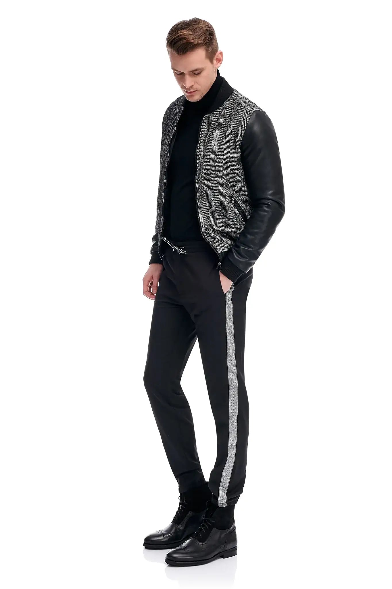 Black virgin wool trousers