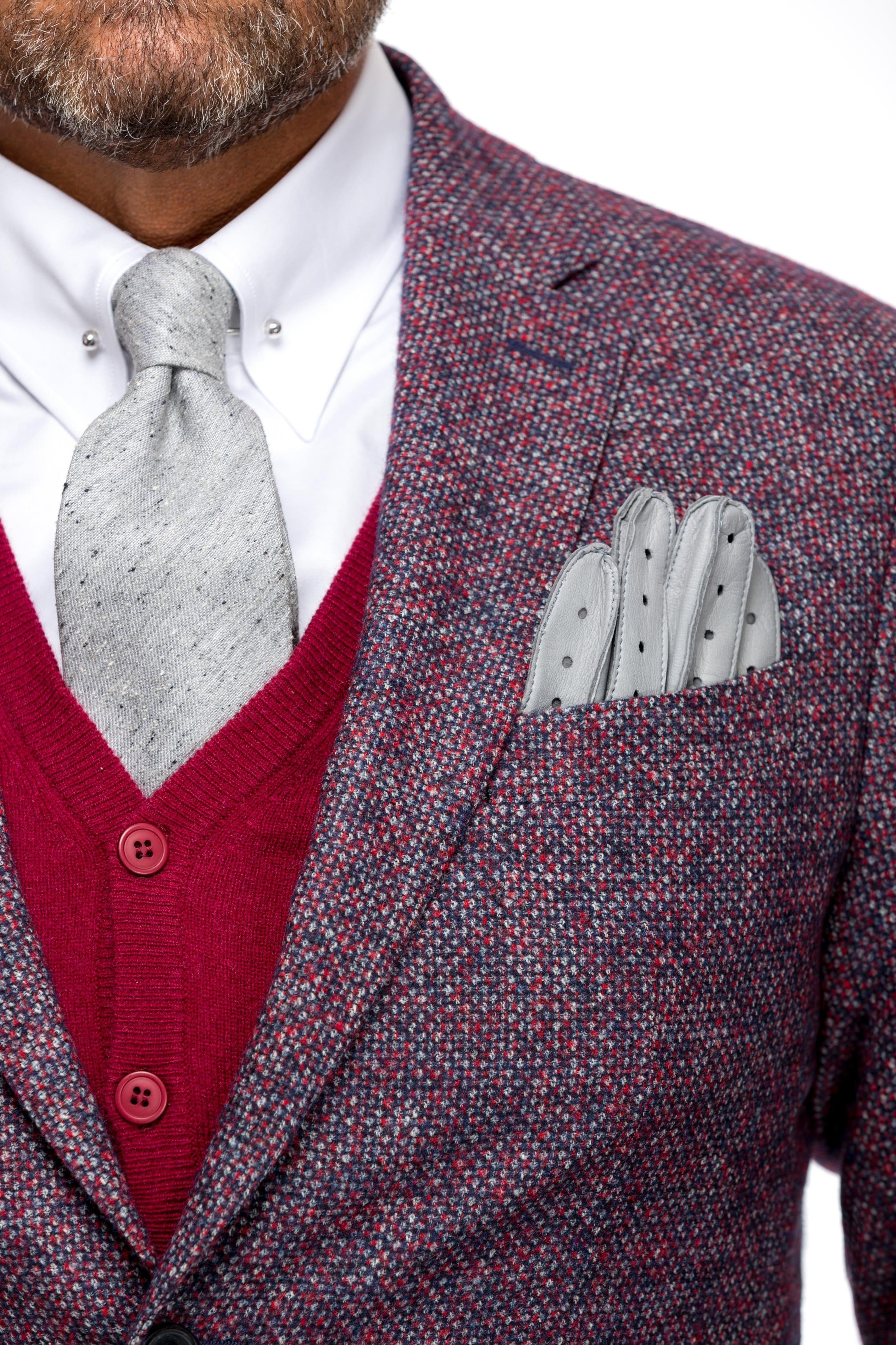 Sacou rosu texturat, slim fit