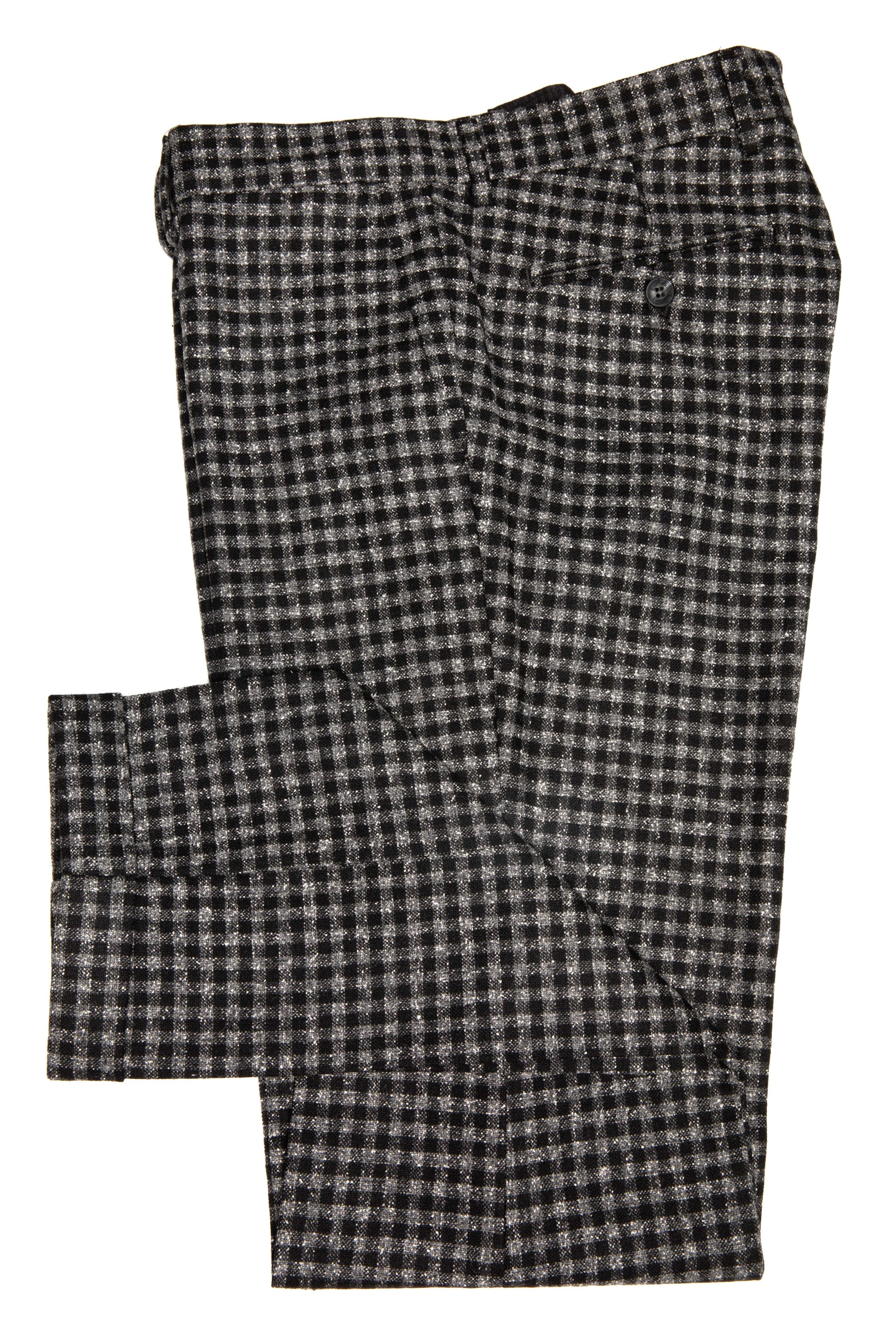 Pantalon Casual Gri Cu Carouri Mici Negre