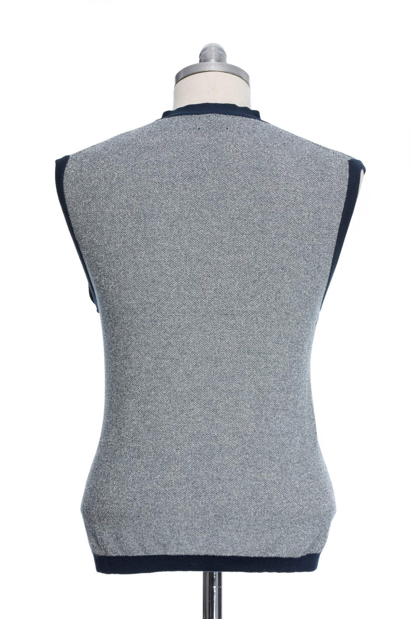 Vesta Casual Bleumarin Pepit Texturata Cu Nasturi