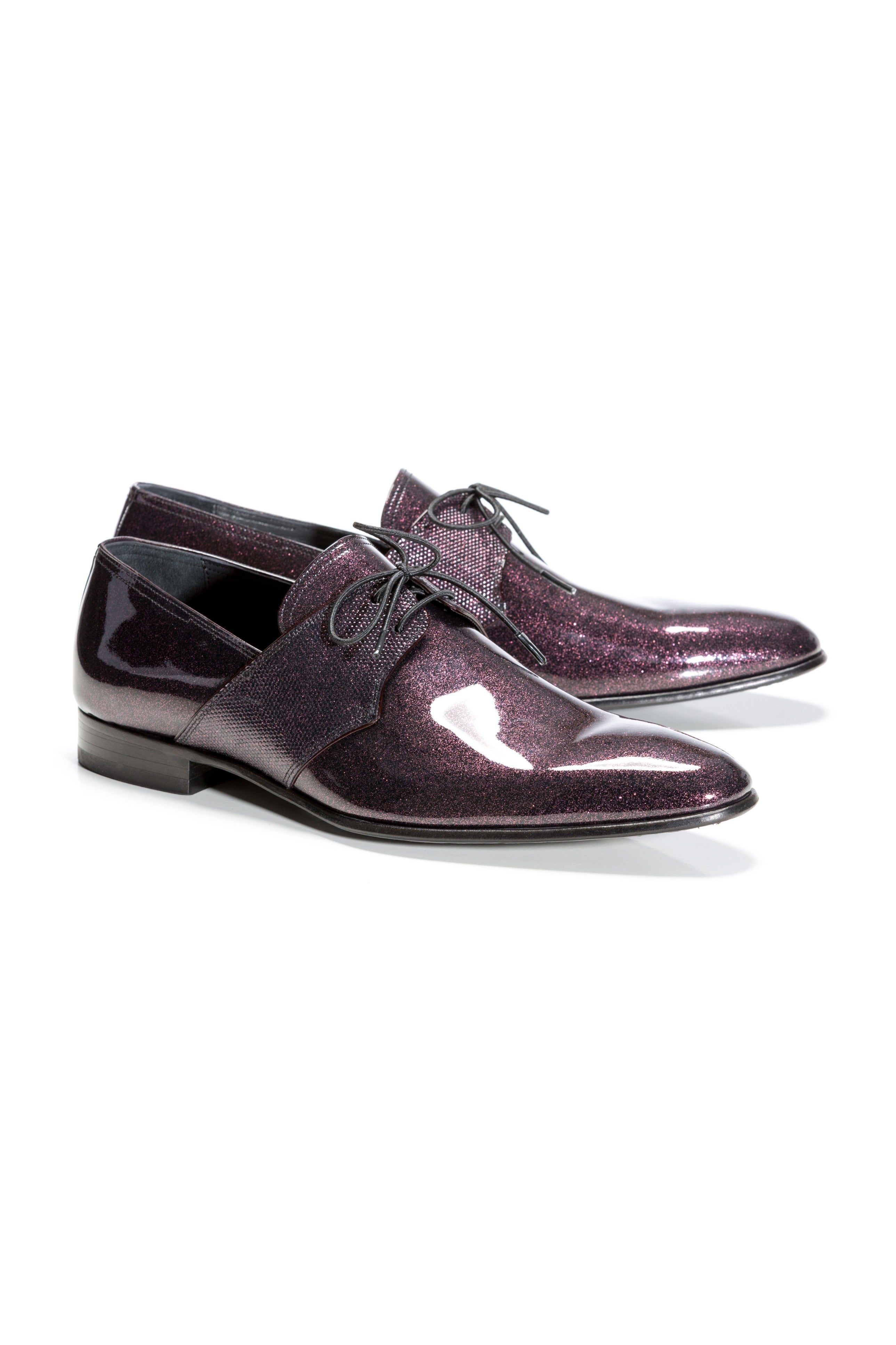 Pantofi Bordo Smoking Glitter