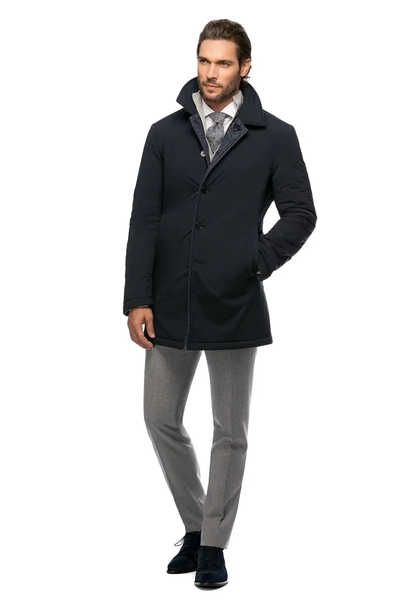Navy Blue Double Front Coat