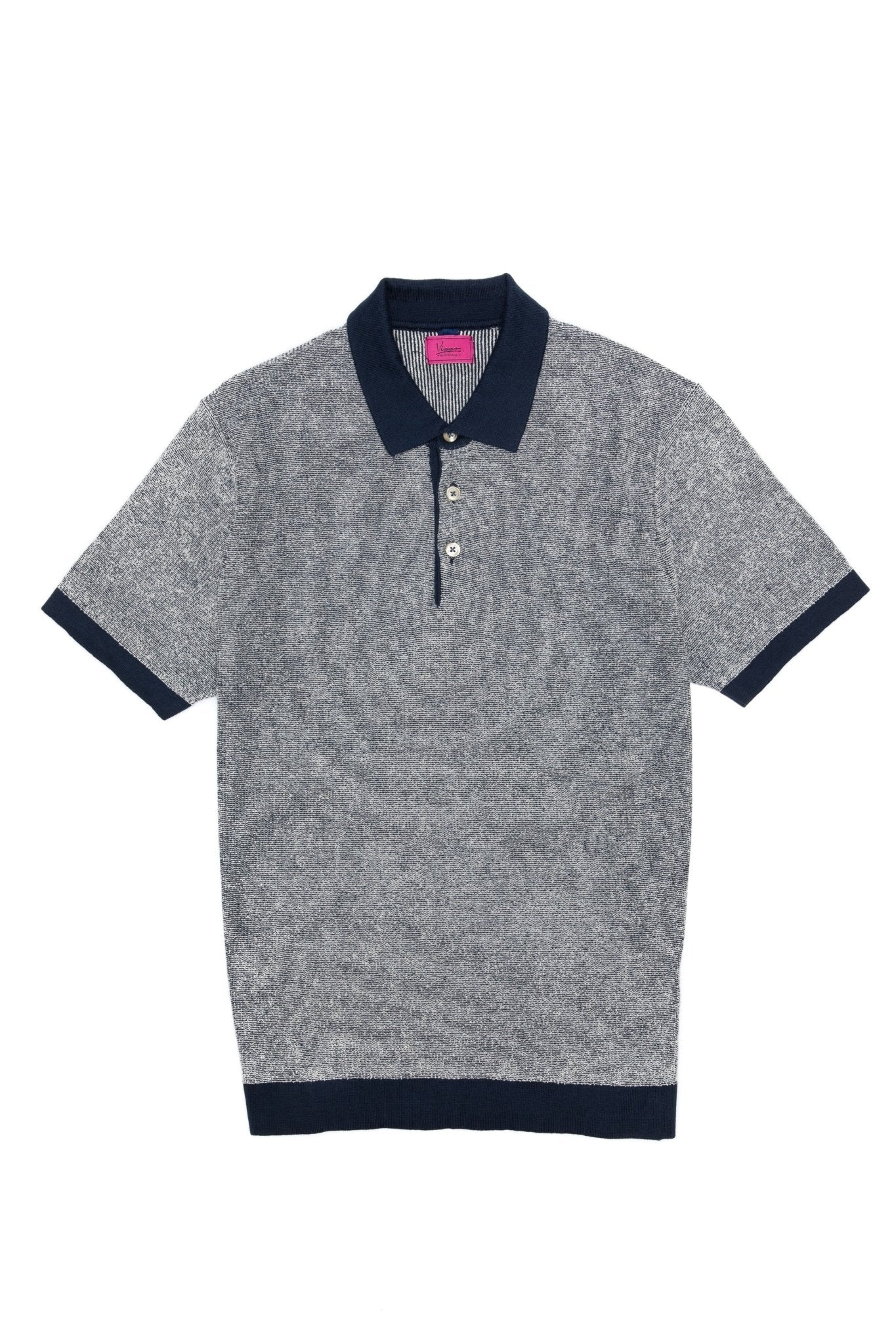 Tricou casual bleumarin pepit cu alb si guler polo - Viggo