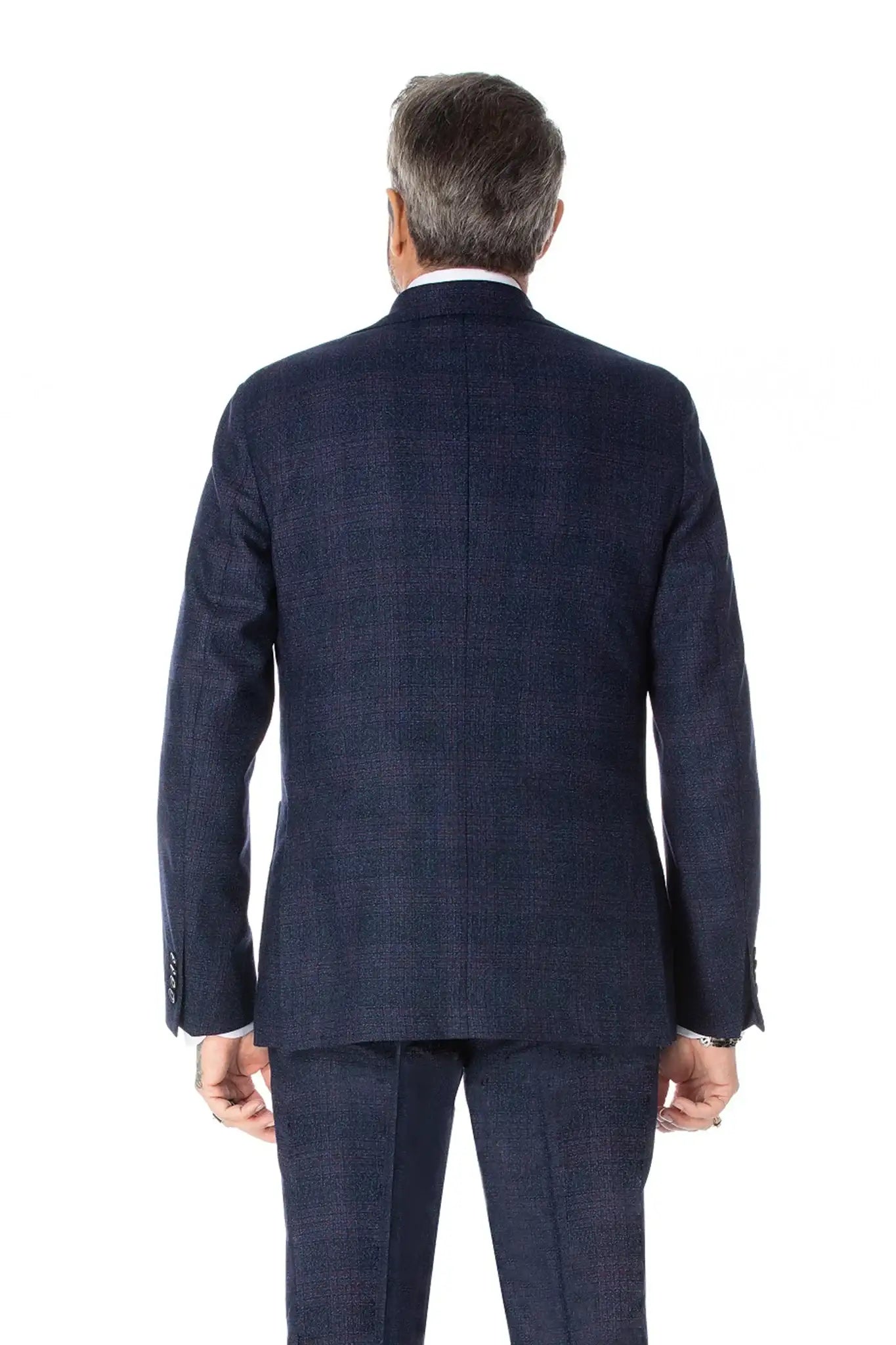 Costum doua piese navy in carouri Prince of Wales, tailored fit