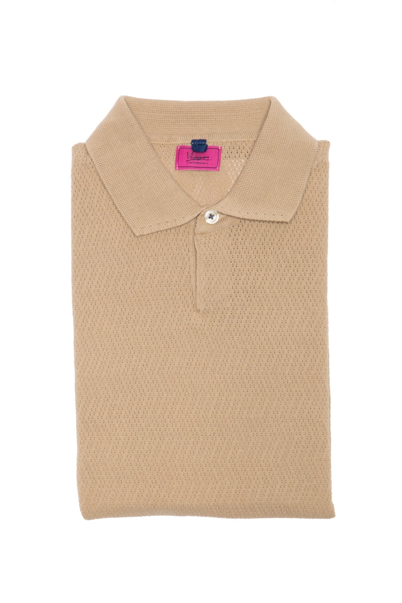 Tricou casual bej cu guler polo - Viggo