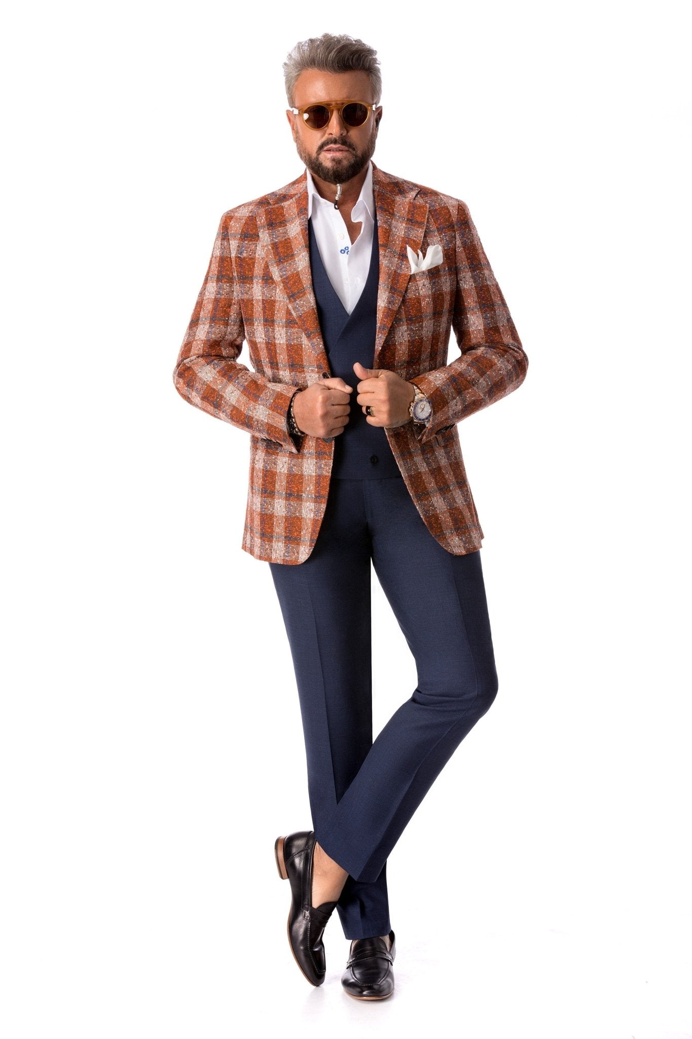 Sacou casual in carouri, tailored fit - Viggo