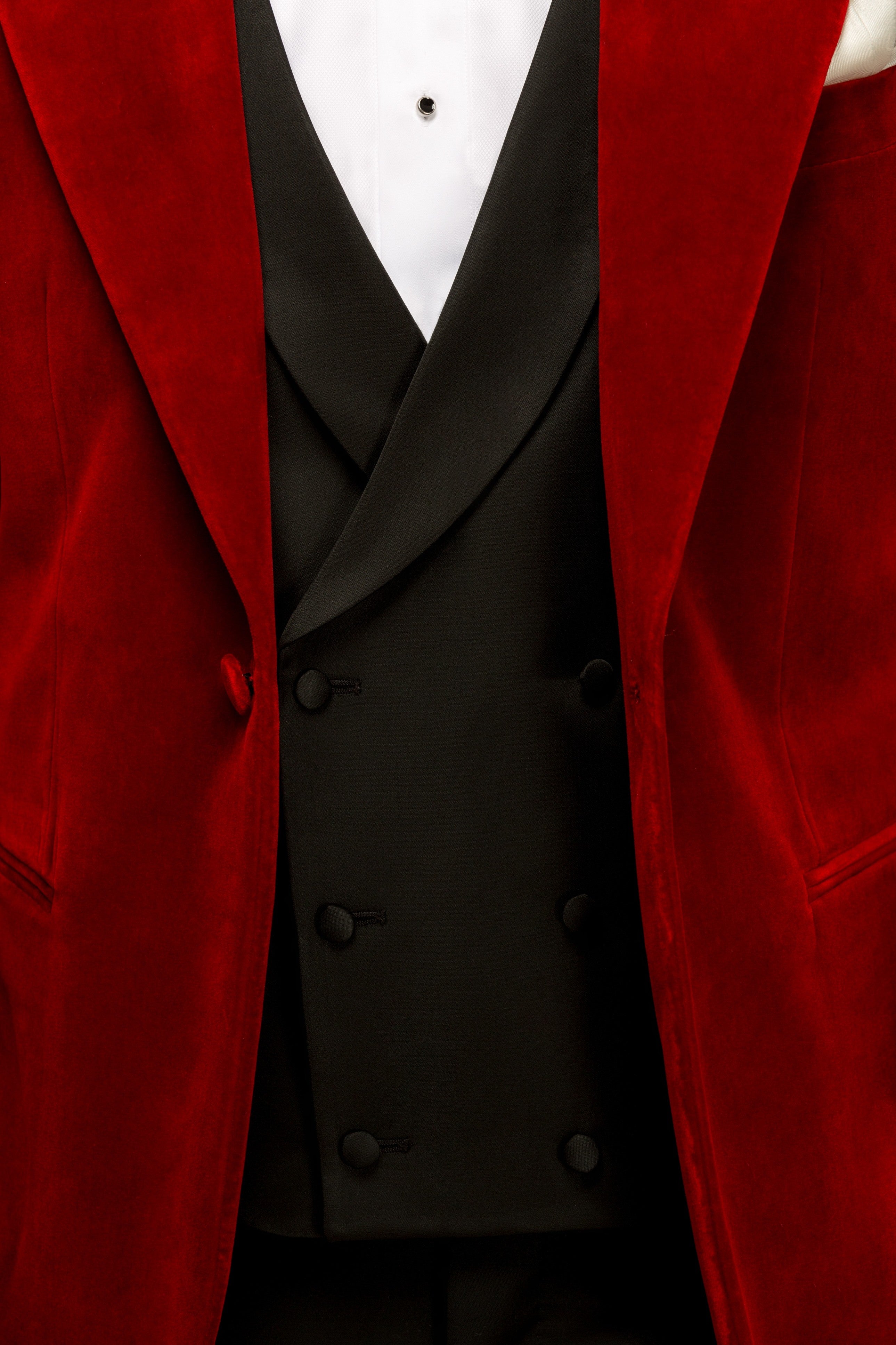 Red velvet tuxedo jacket