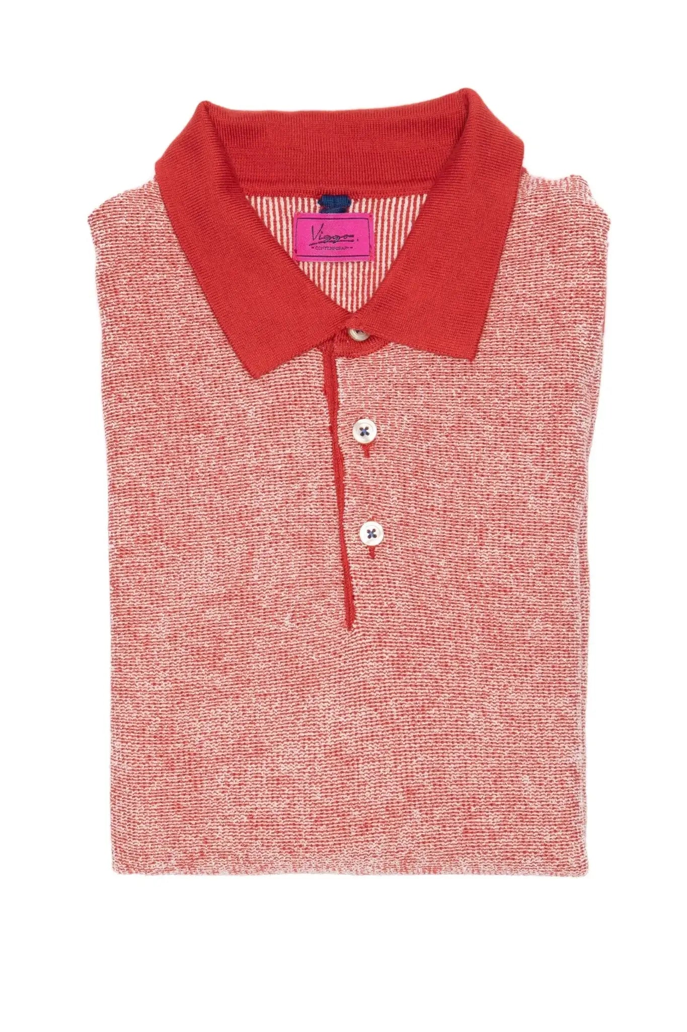 Red casual t-shirt with white and polo collar