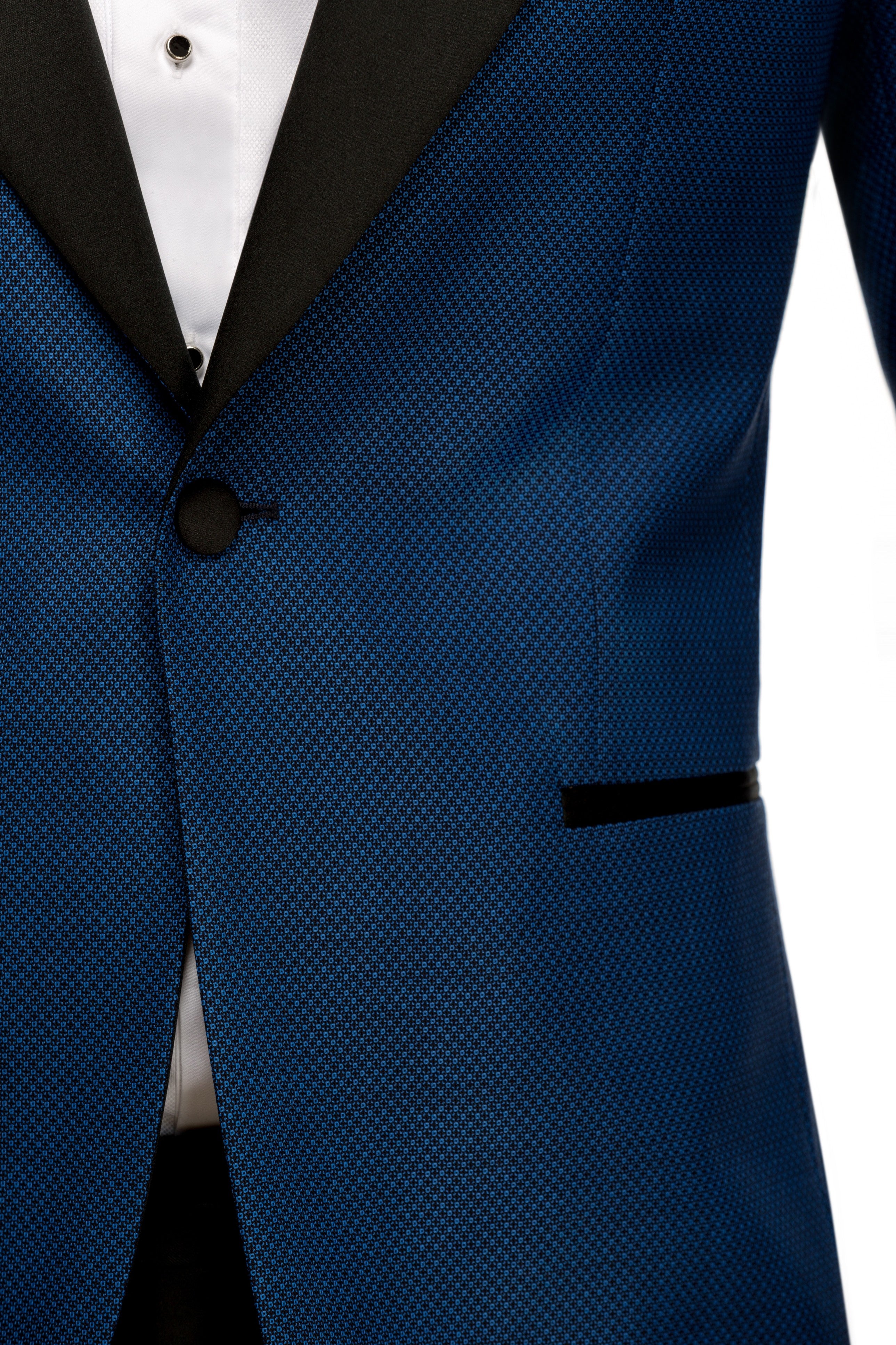 Navy tuxedo jacket with pointed lapel