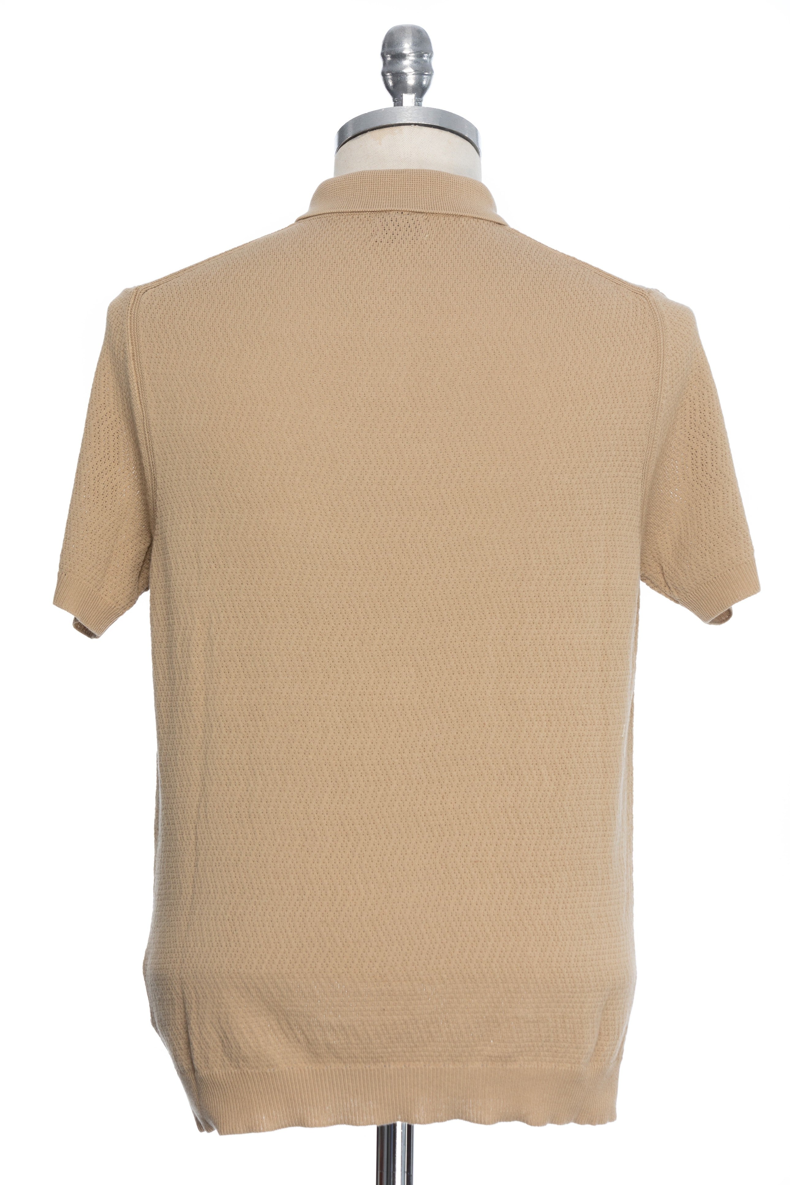 Tricou casual bej cu guler polo
