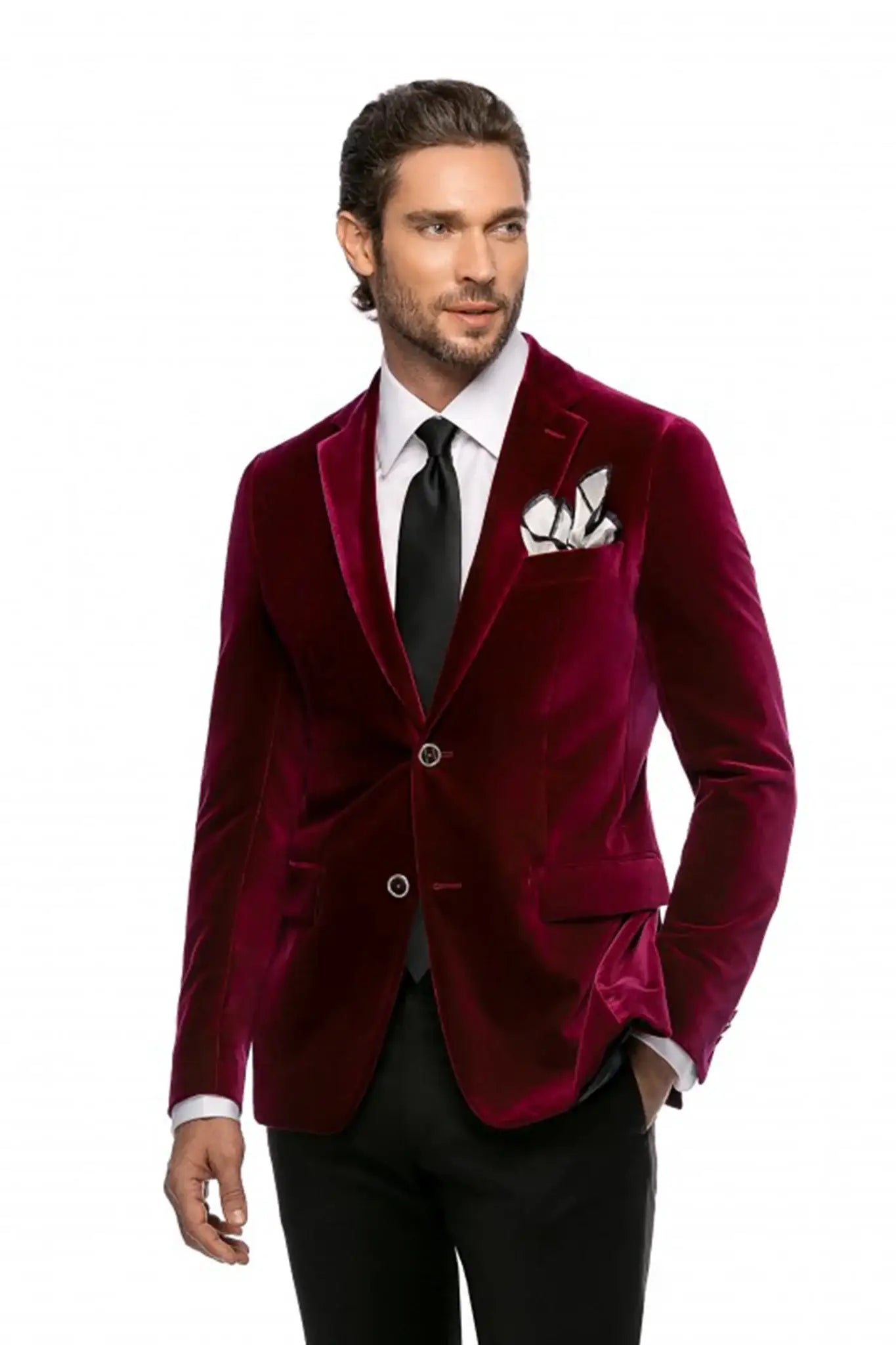 Fuchsia velvet tuxedo jacket