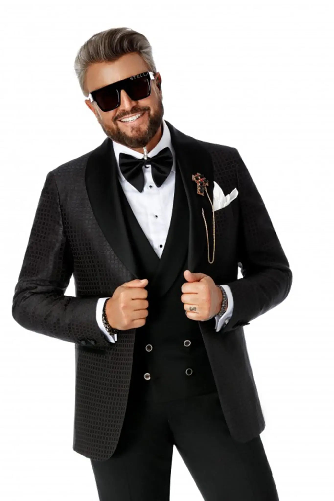 Black silk tuxedo jacket