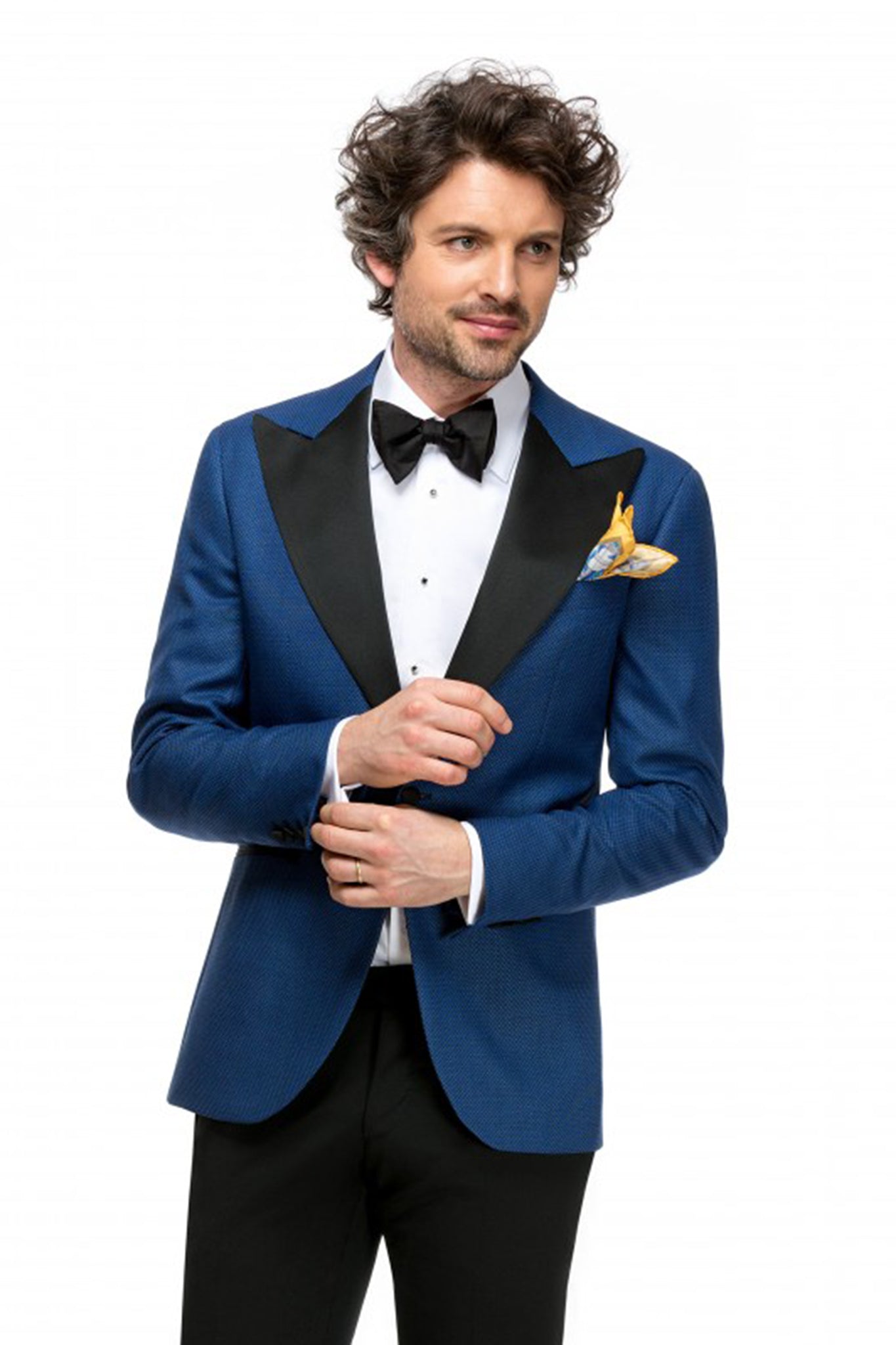 Navy tuxedo jacket with pointed lapel