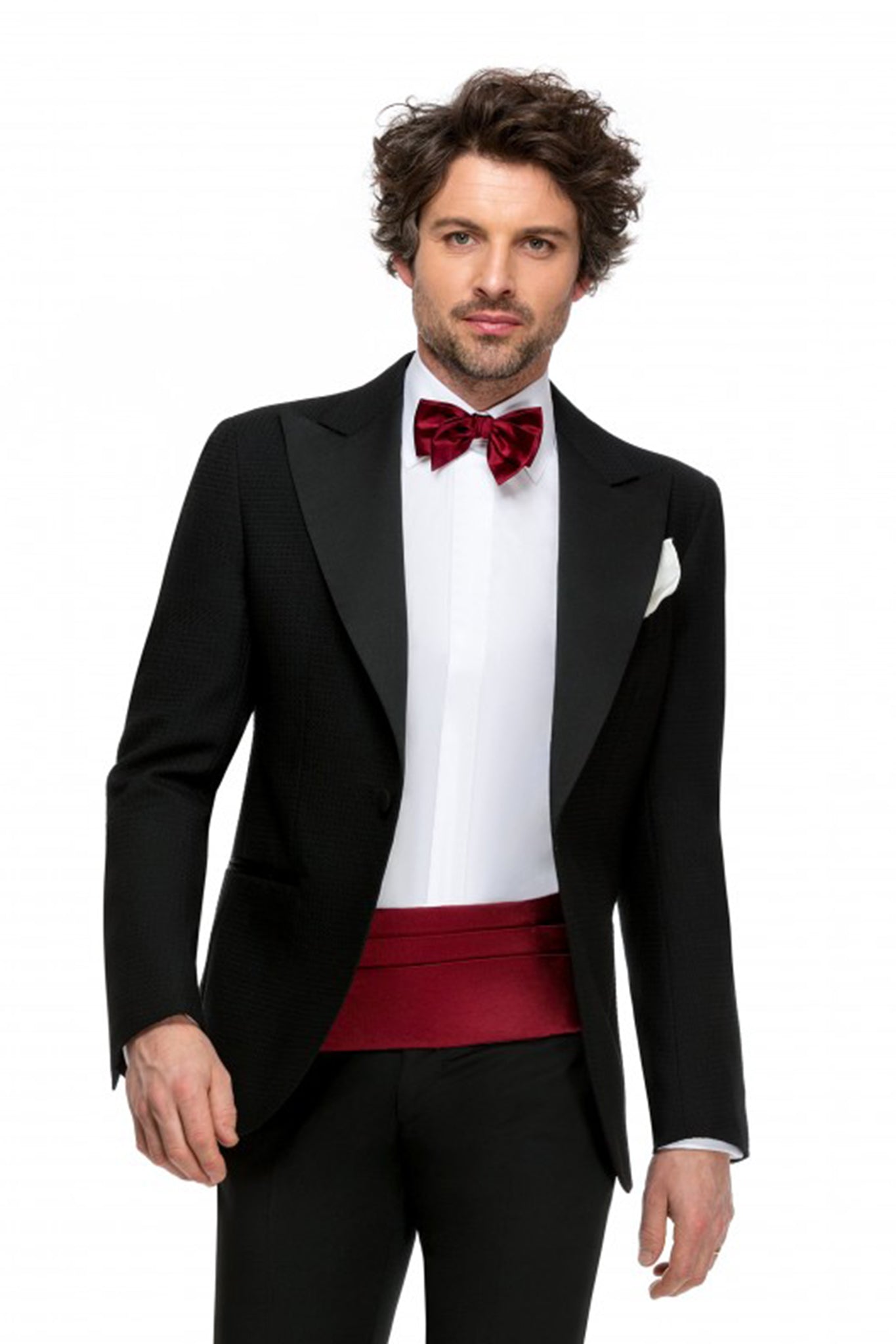 Black tie textured tuxedo jacket
